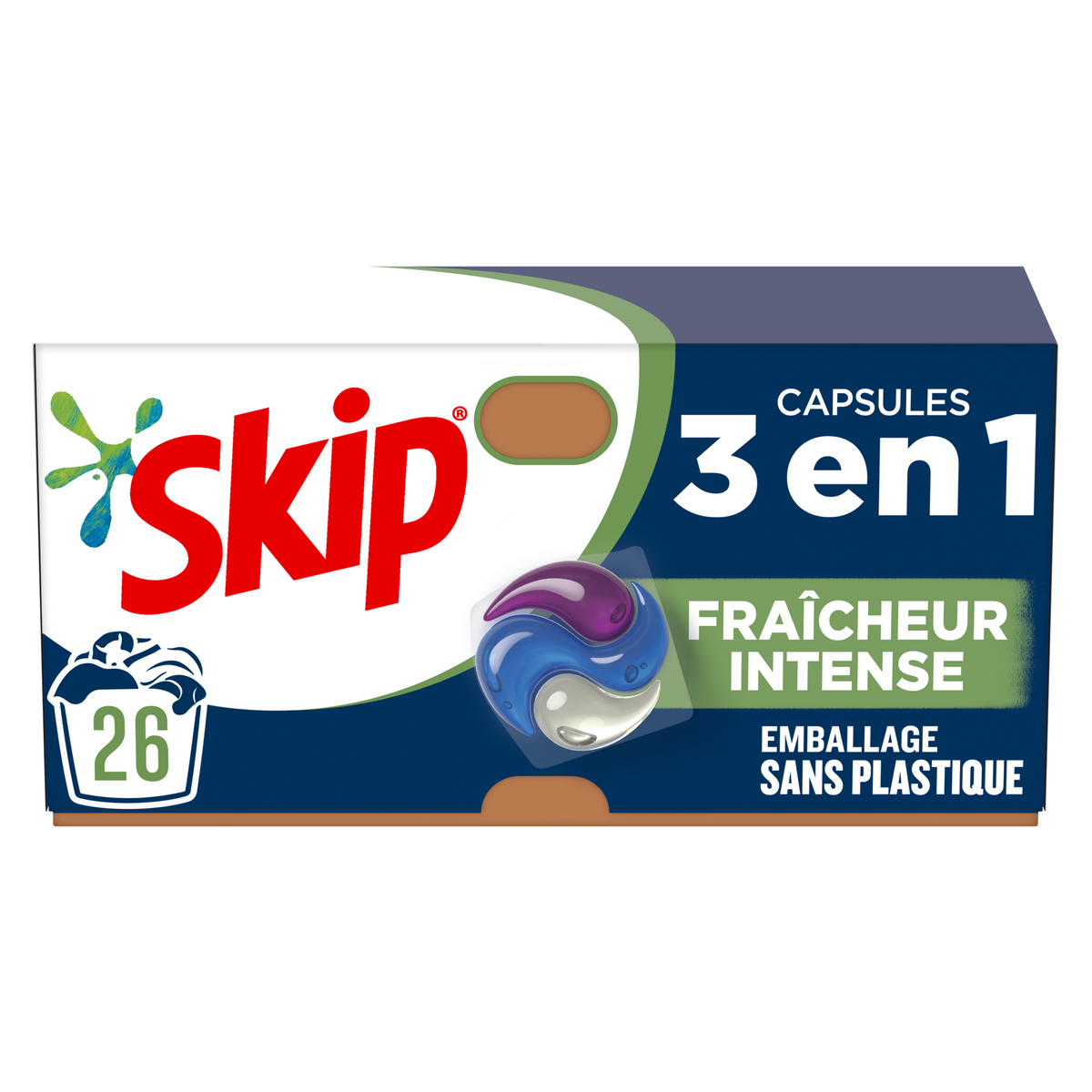SKIP Lessive capsules 3en1 fraîcheur intense 26 capsules