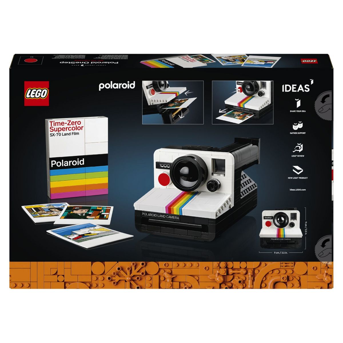 LEGO Ideas 21345 Appareil Photo Polaroid OneStep SX-70, Maquette à Construire pour Adultes avec Autocollants