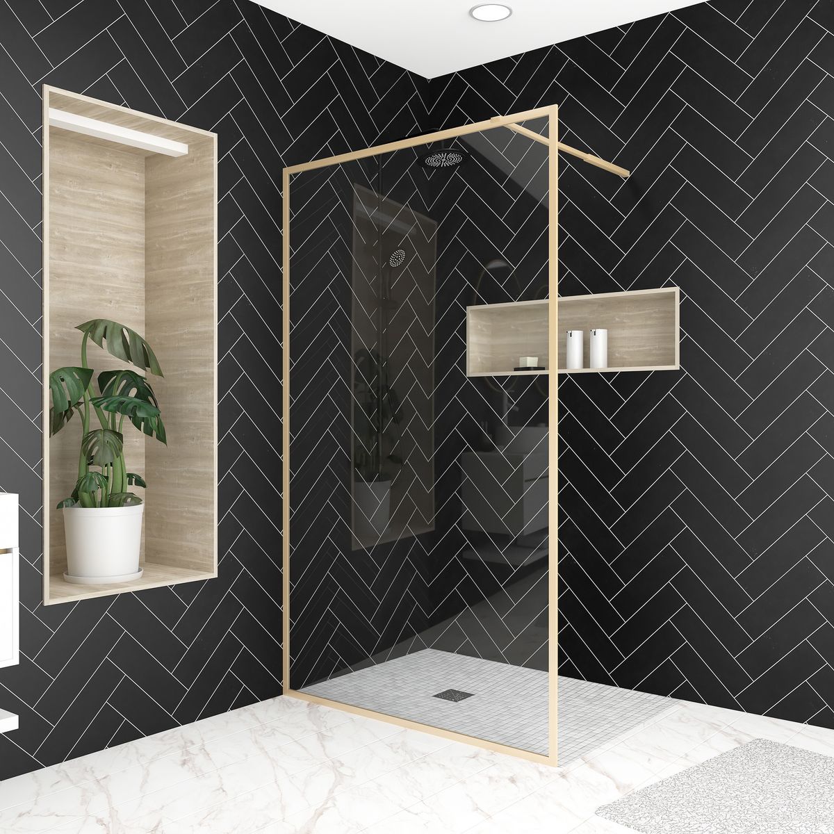 AURLANE Paroi de douche à l'italienne dorée 120x200 cm - GOLDEN EDGE 120