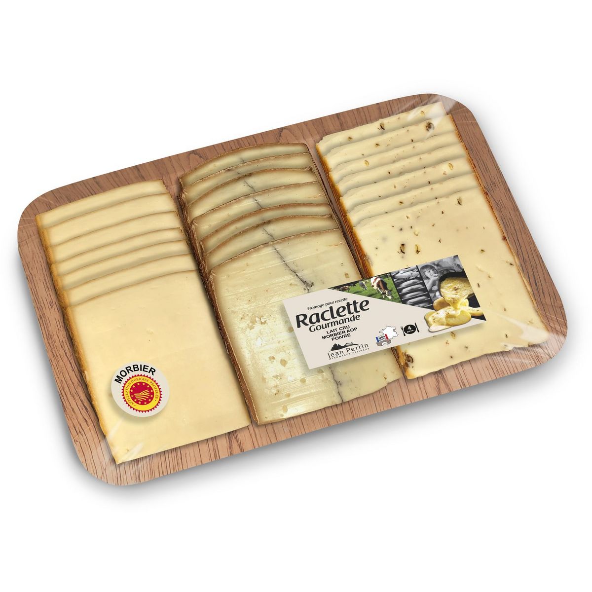 RACLETTE GOURMANDE Plateau de fromage à raclette lait cru morbier AOP et poivre 630g