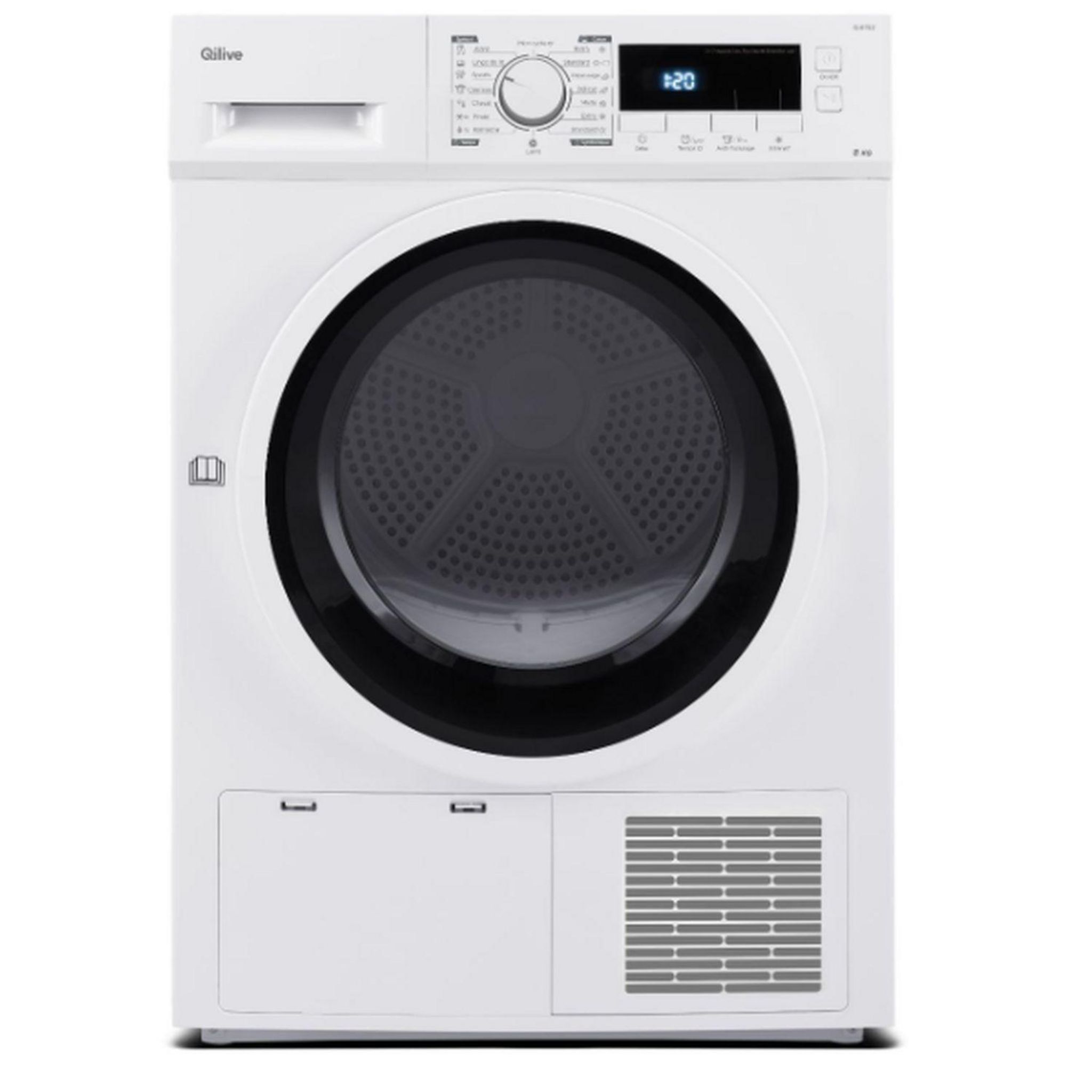 QILIVE Sèche linge hublot Q.6166, 8 kg, Pompe à chaleur, A++