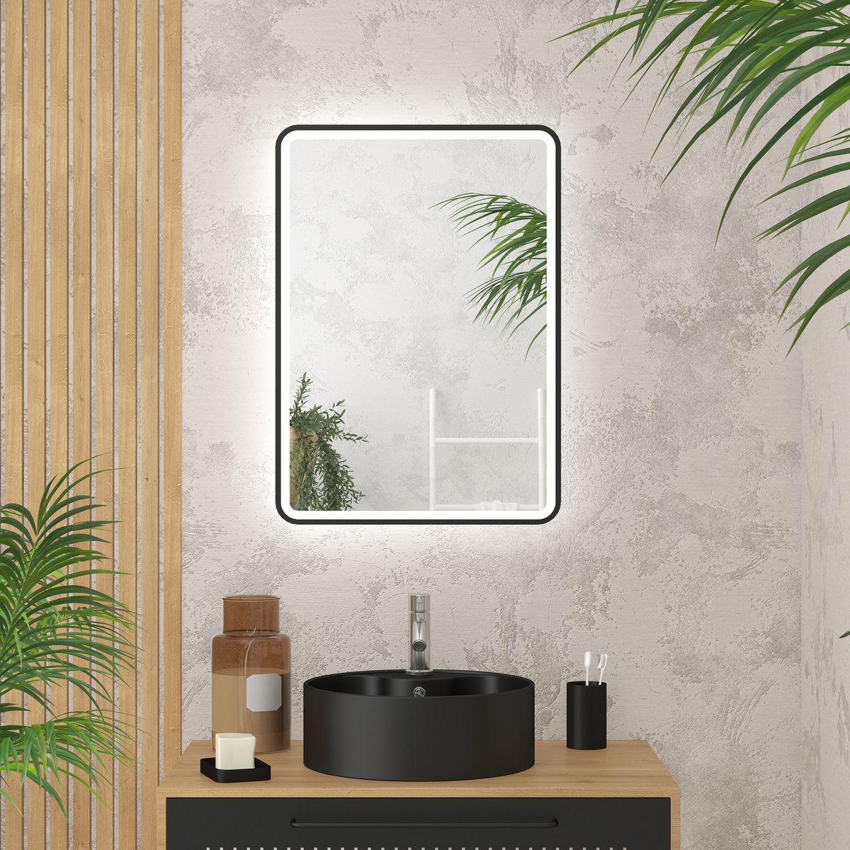 AURLANE Miroir START LED 50X70 - Noir