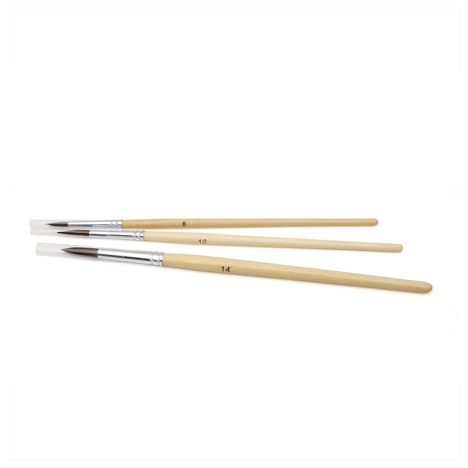 Voir la diapositive 2 : AUCHAN Lot de 3 pinceaux ronds n°6, 10 & 14