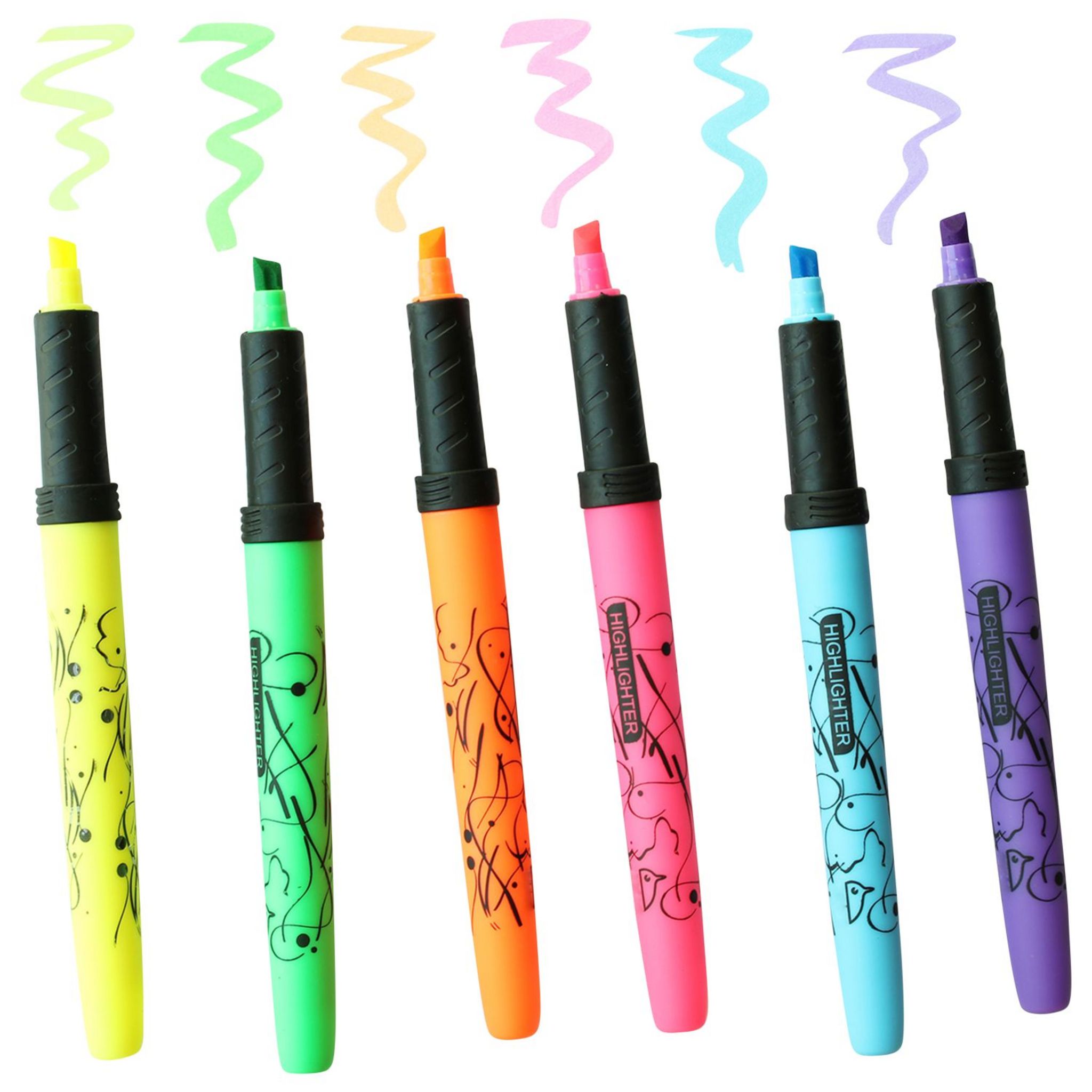 Voir la diapositive 2 : AUCHAN Lot de 6 stylos surligneurs coloris assortis