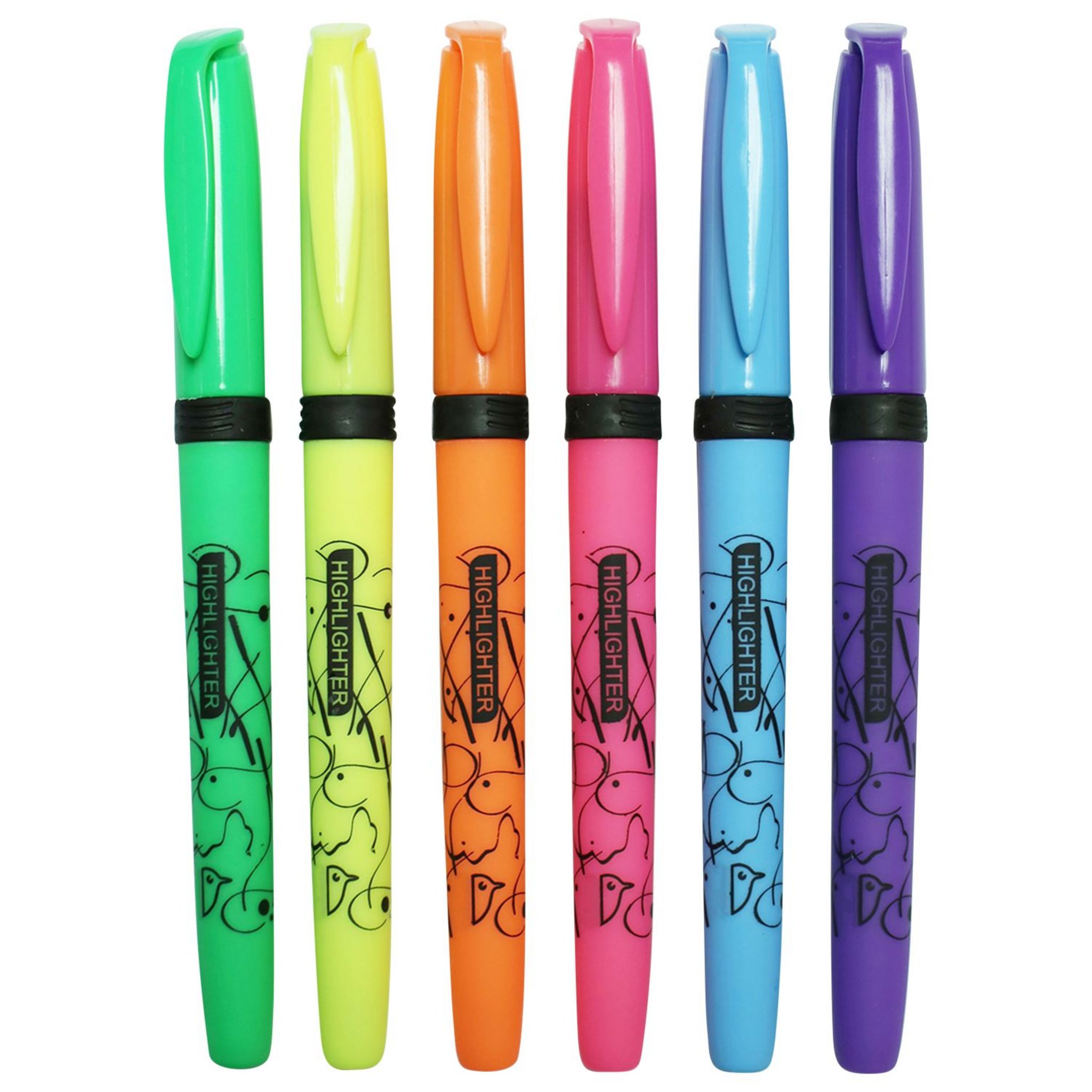 Voir la diapositive 4 : AUCHAN Lot de 6 stylos surligneurs coloris assortis