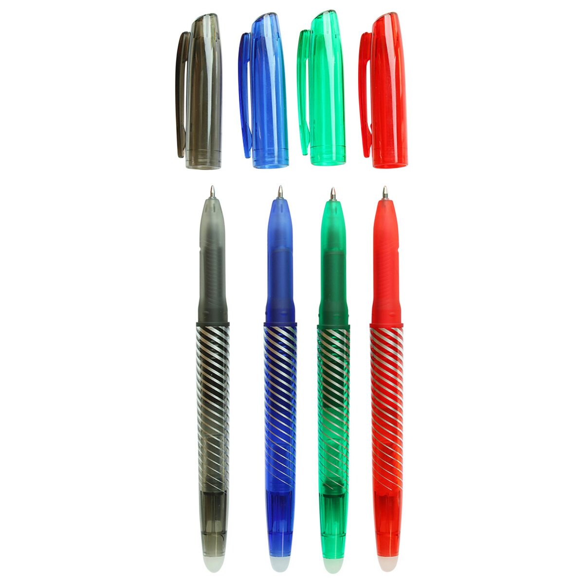 Voir la diapositive 3 : AUCHAN Lot de 4 stylos roller gel effaçable coloris assortis