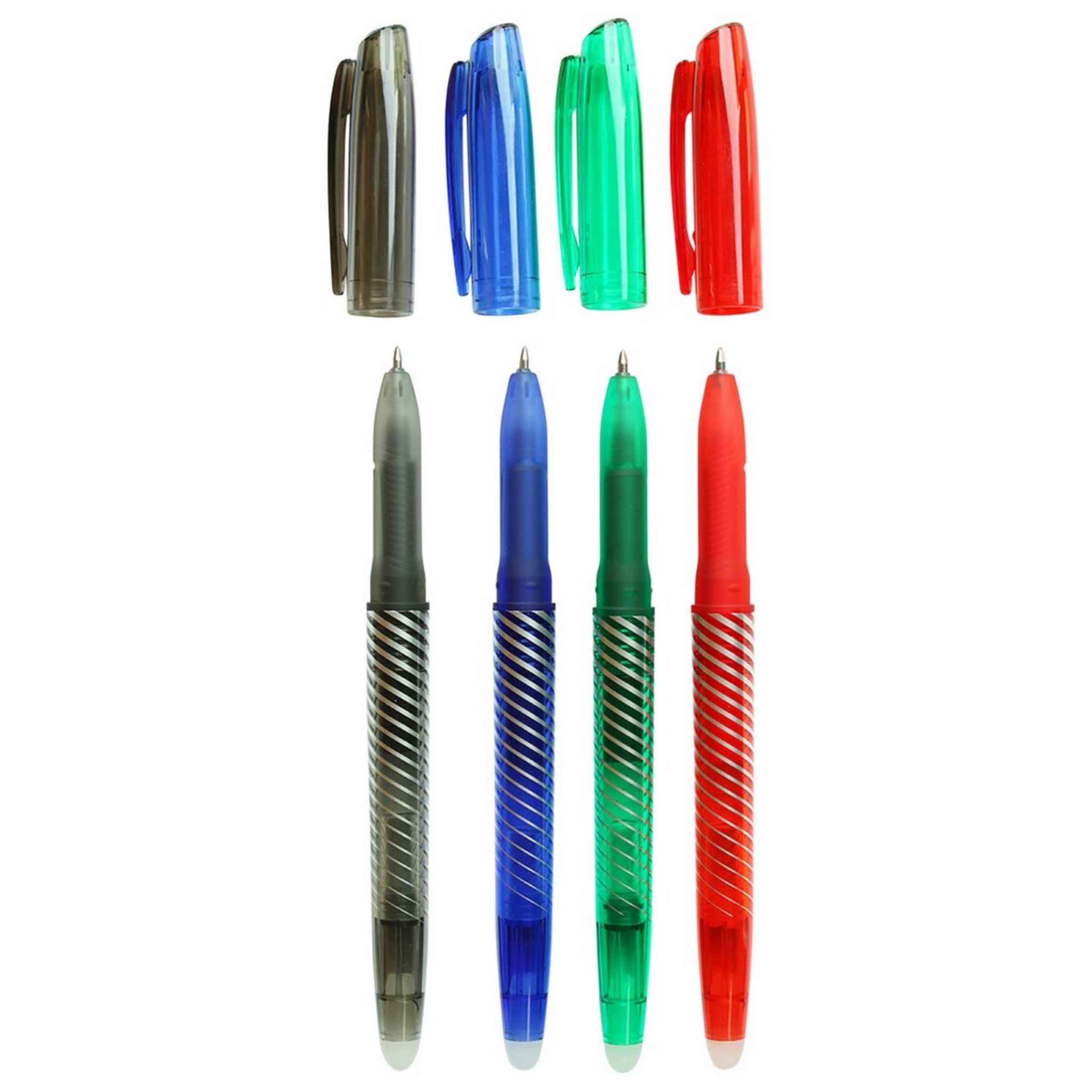 Voir la diapositive 3 : AUCHAN Lot de 4 stylos roller gel effaçable coloris assortis