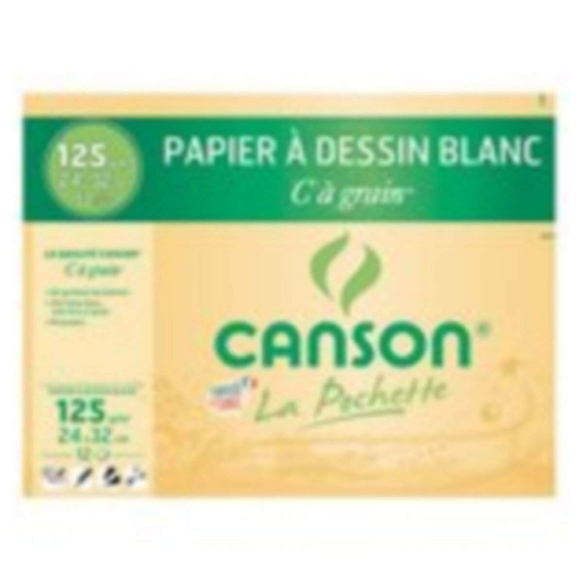 CANSON Pochette de papier à dessin 12 feuilles 24x32cm 125g/m2 blanc