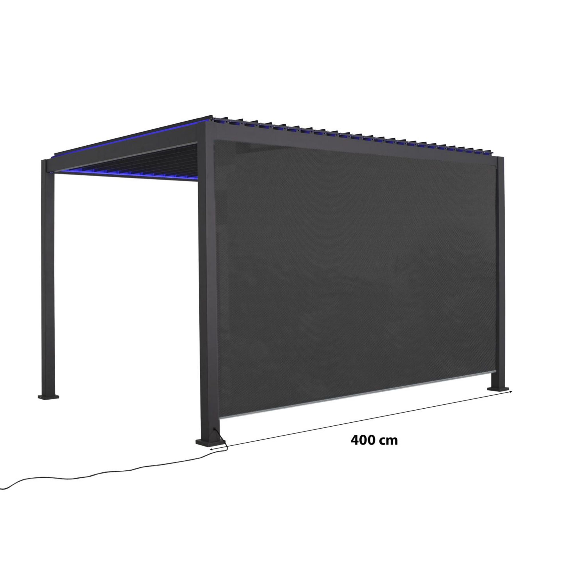 Voir la diapositive 3 : Store déroulant latéral pour pergola bioclimatique motorisée - Gris