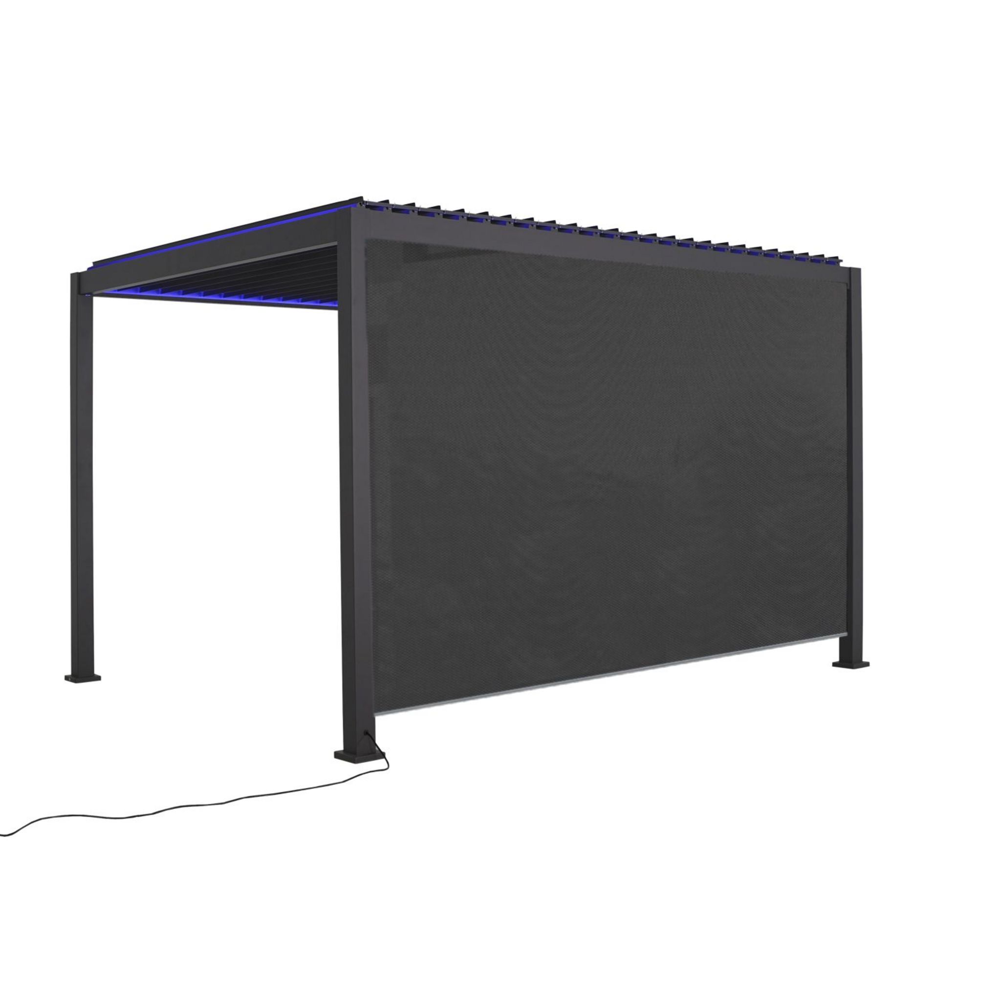 Voir la diapositive 2 : Store déroulant latéral pour pergola bioclimatique motorisée - Gris