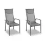 GARDENSTAR Lot de 2 fauteuils de jardin en aluminium empilable - Textilène - Gris