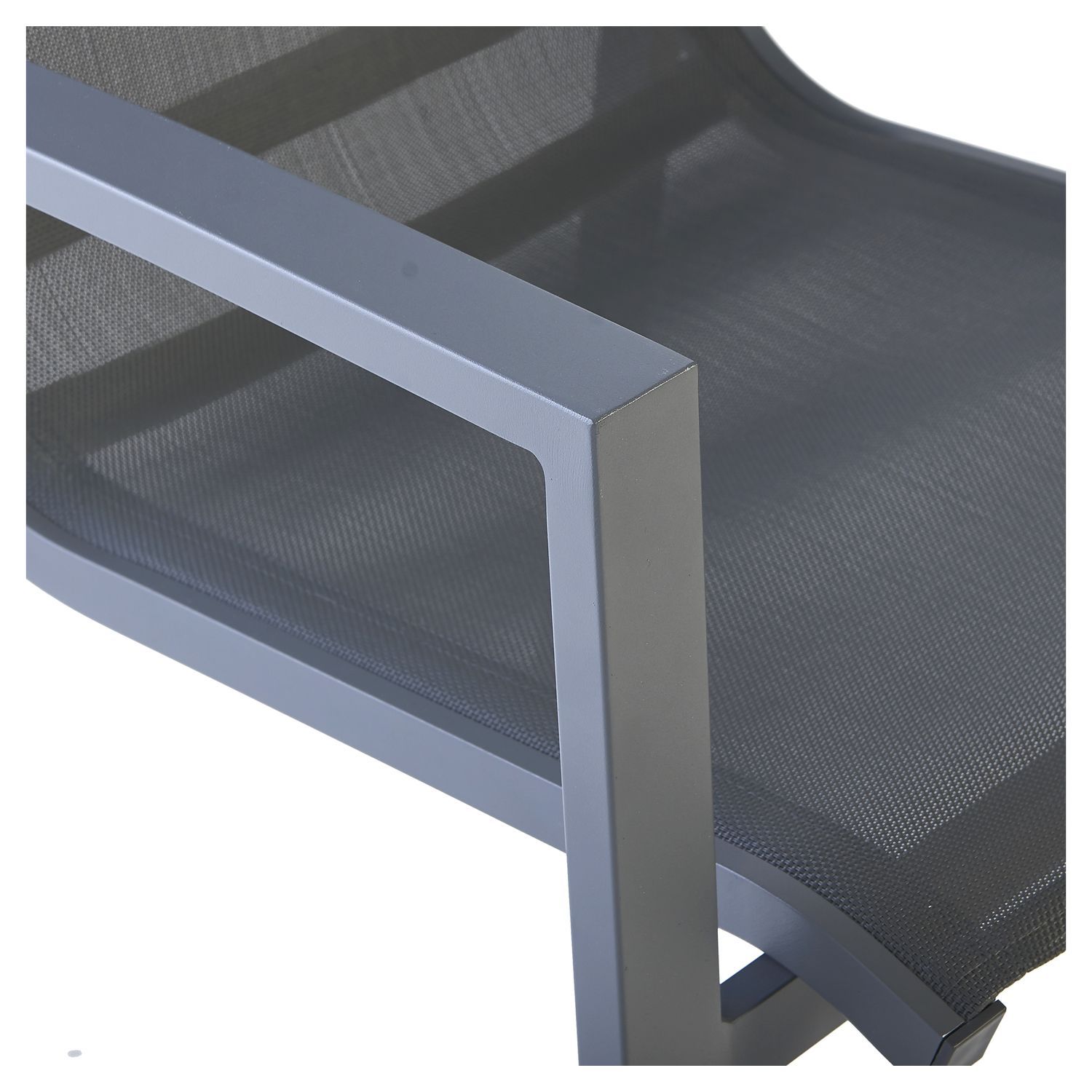 Voir la diapositive 3 : GARDENSTAR Lot de 2 fauteuils de jardin en aluminium empilable - Textilène - Gris