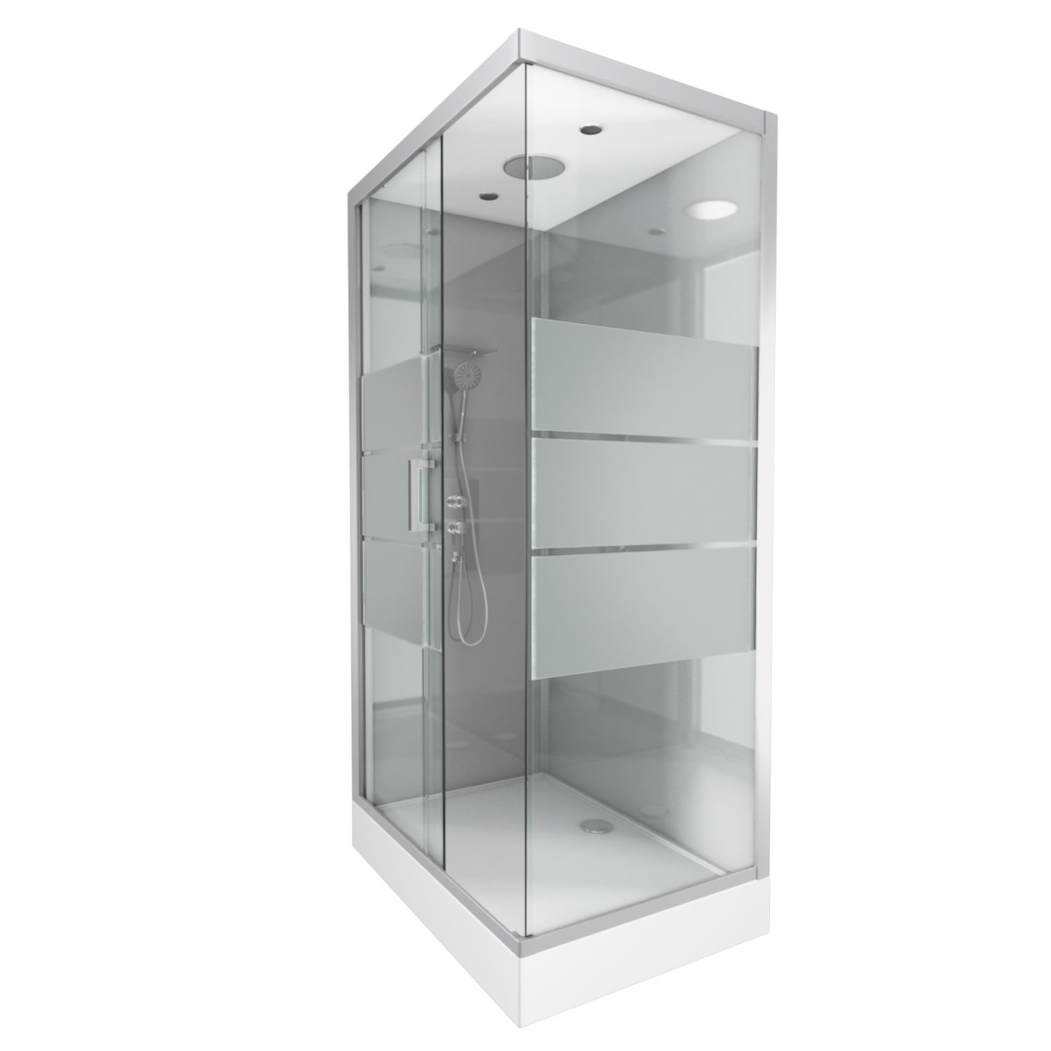 Voir la diapositive 2 : AURLANE Cabine de douche rectangle gris verre dépoli 80x110 cm - GREY RIVER II