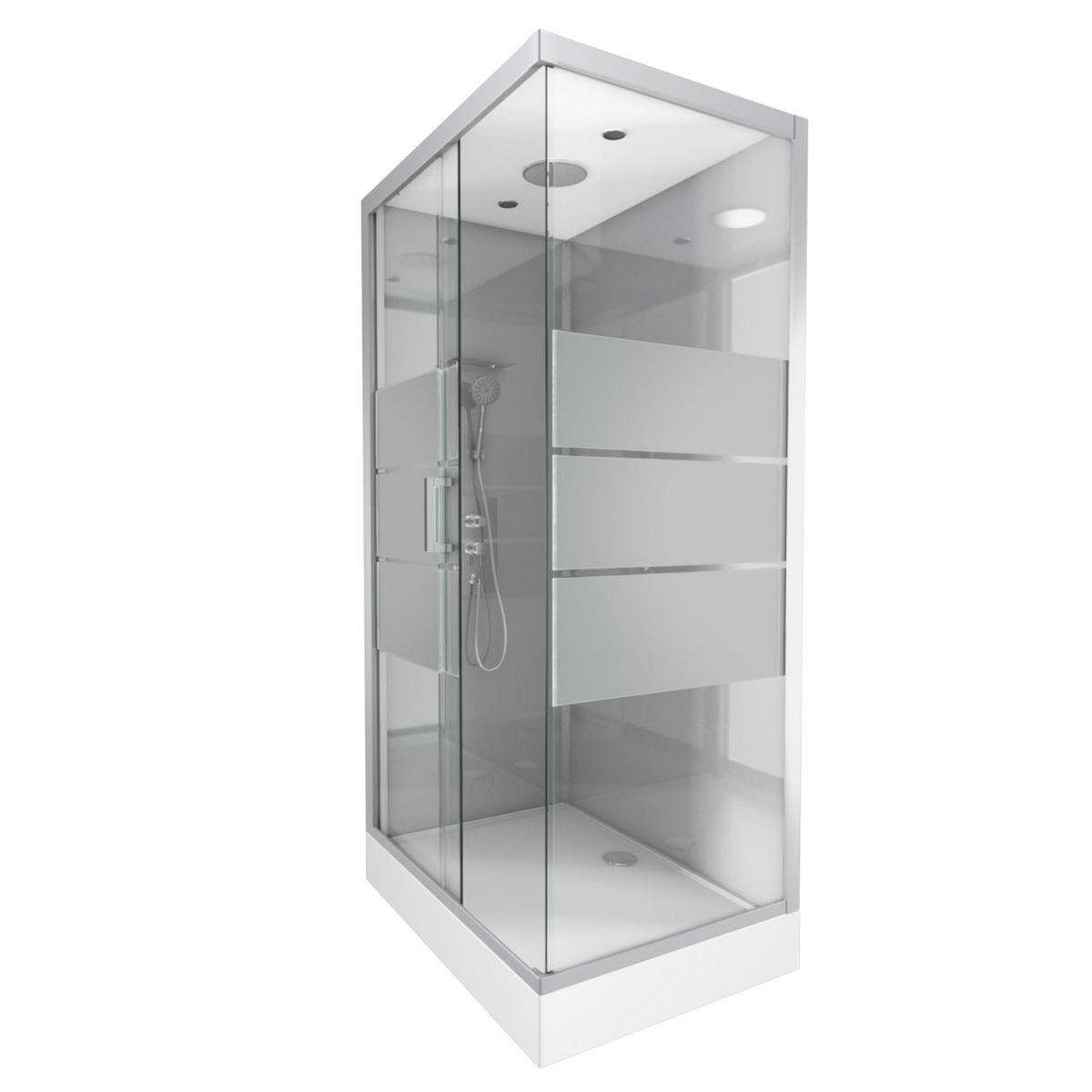 AURLANE Cabine de douche rectangle gris verre dépoli 80x110 cm - GREY RIVER II