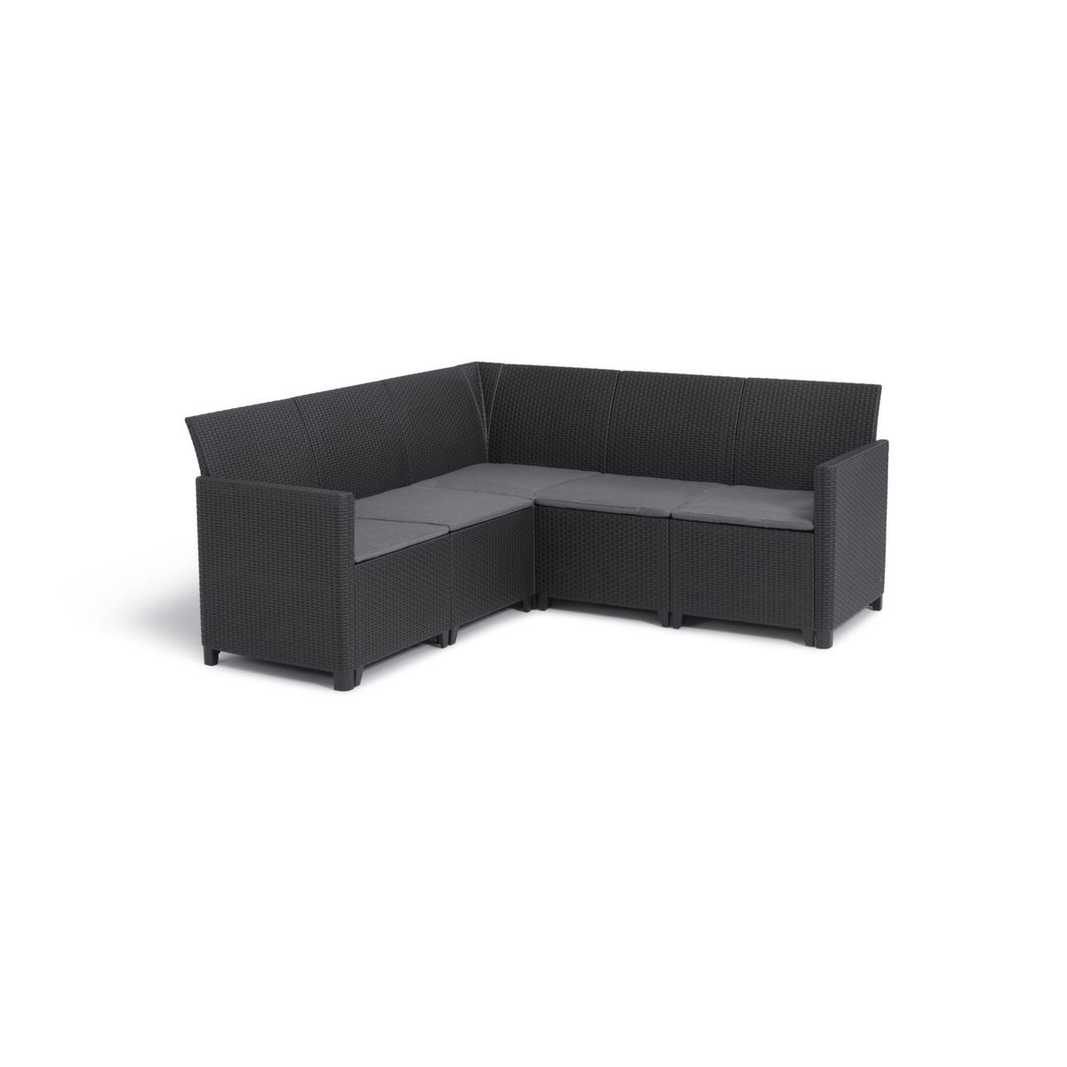 ALLIBERT Salon bas de jardin - 5 places - Résine - Gris graphite - MARIE