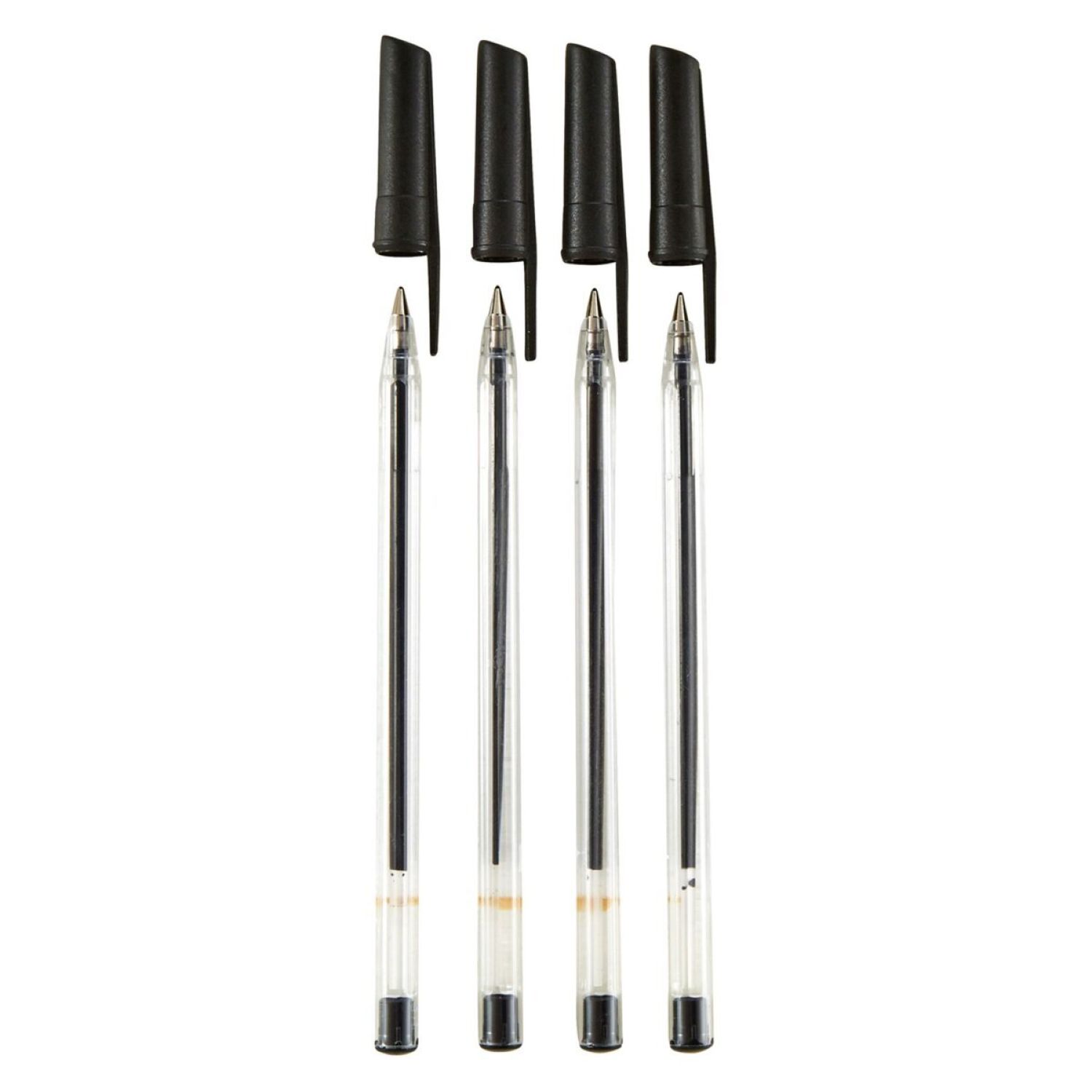 Voir la diapositive 2 : AUCHAN Lot de 4 stylos bille pointes moyennes encre noire
