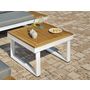 Voir la diapositive 5 : DCB GARDEN Salon de jardin 5 places bois d'acacia et aluminium blanc  MIYAKO