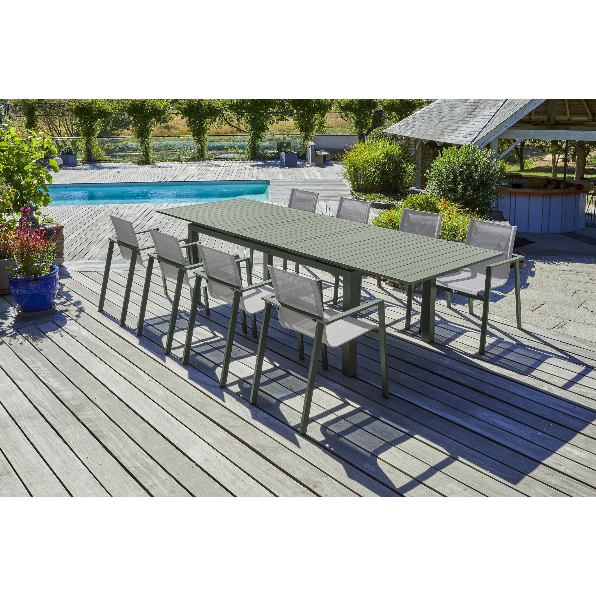 DCB GARDEN Ensemble repas de jardin 8 places en aluminium MIAMI - Gris