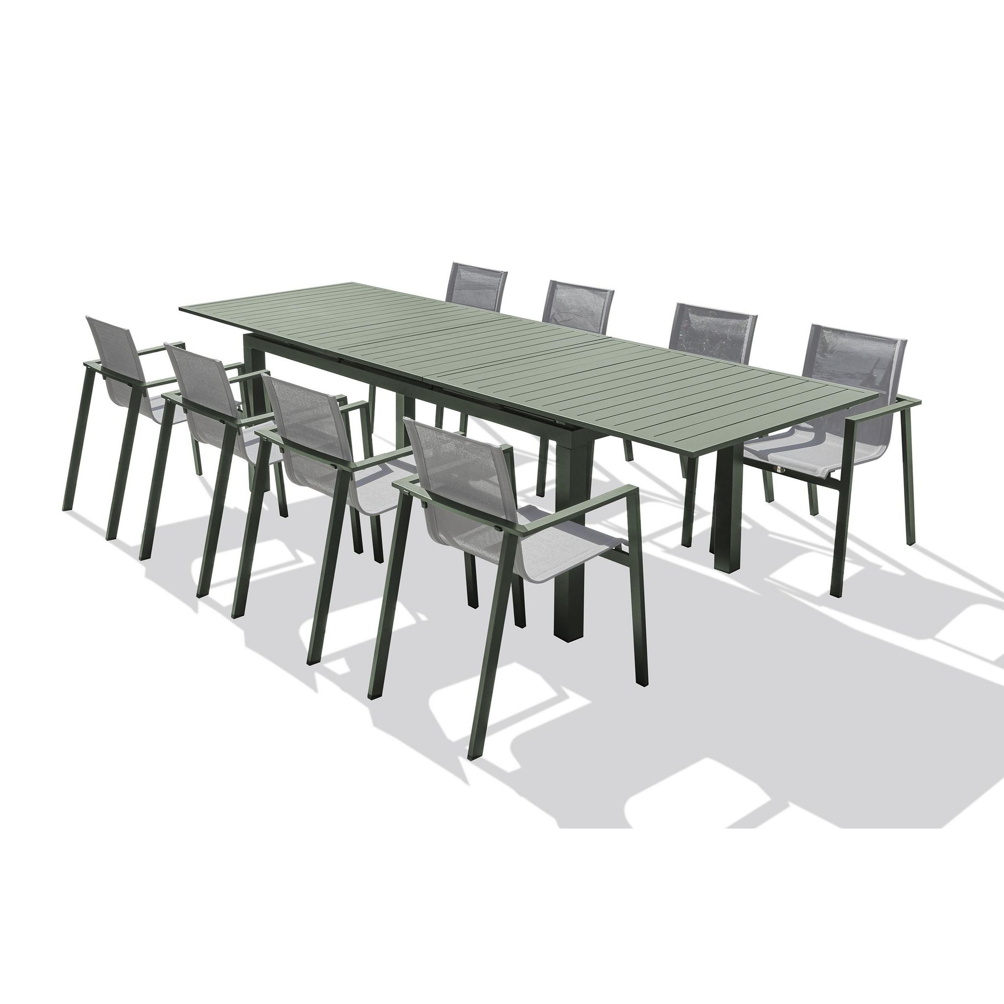 Voir la diapositive 5 : DCB GARDEN Ensemble repas de jardin 8 places en aluminium MIAMI - Gris