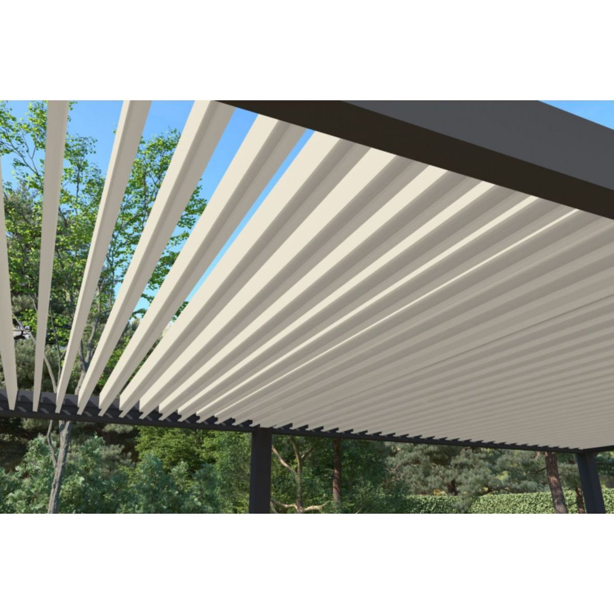 Pergola Bioclimatique autoportée (6 pieds) 4x8m anthracite/Blanc OMBREA®