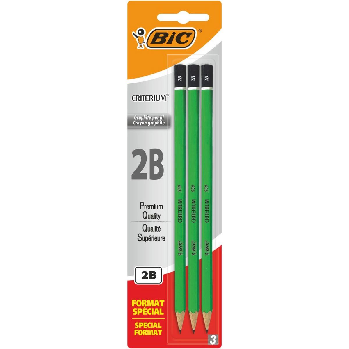 BIC Lot de 3 crayons graphite 2B Criterium 550
