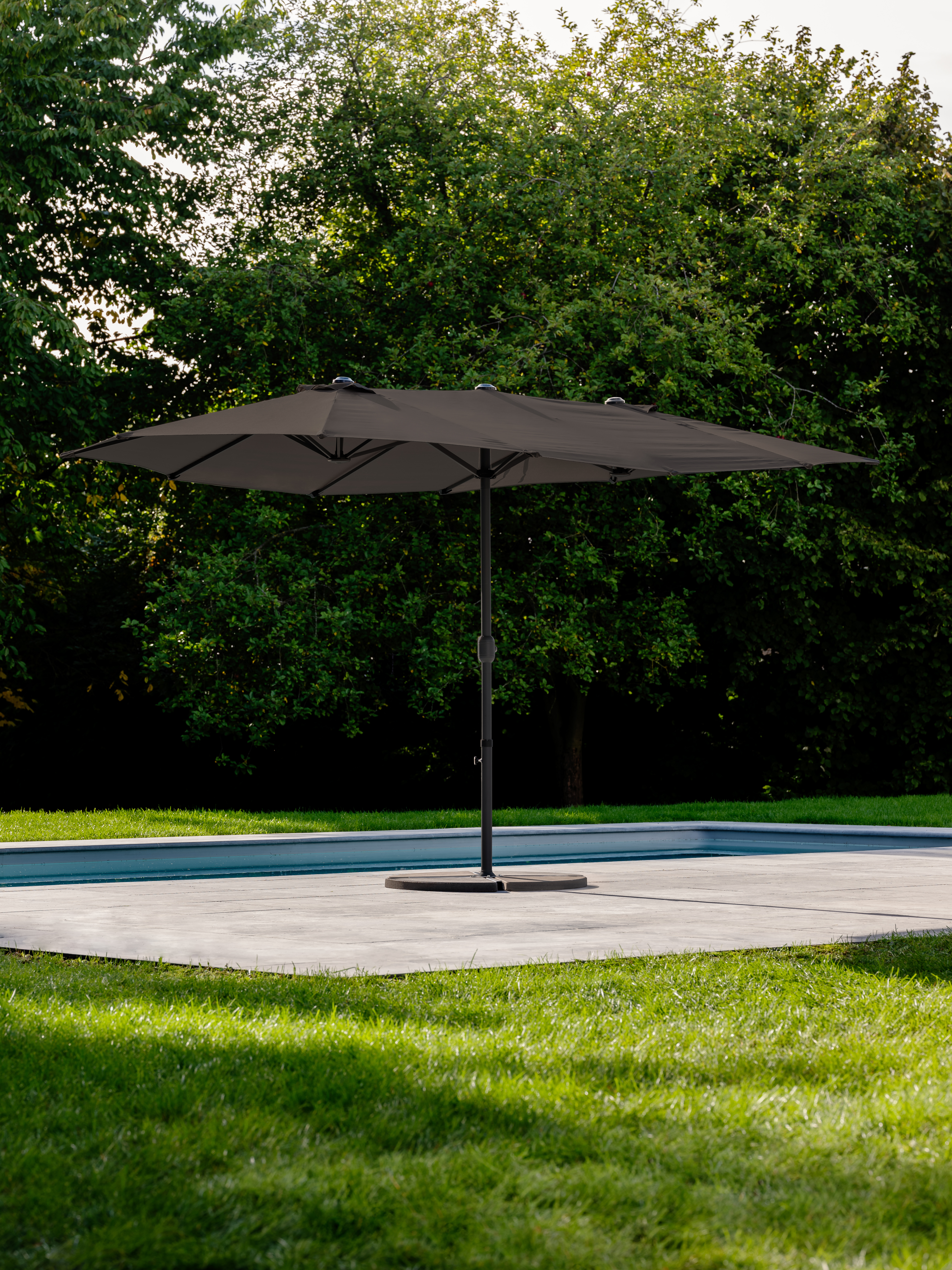Voir la diapositive 3 : GARDENSTAR Parasol double - Aluminium et polyester - 460x275x255cm - Gris