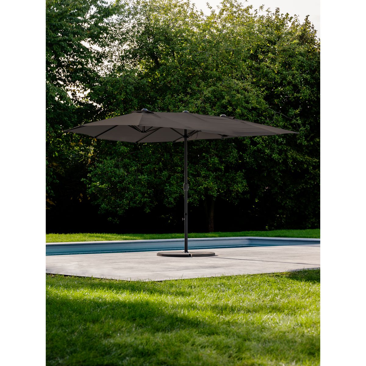 GARDENSTAR Parasol double - Aluminium et polyester - 460x275x255cm - Gris