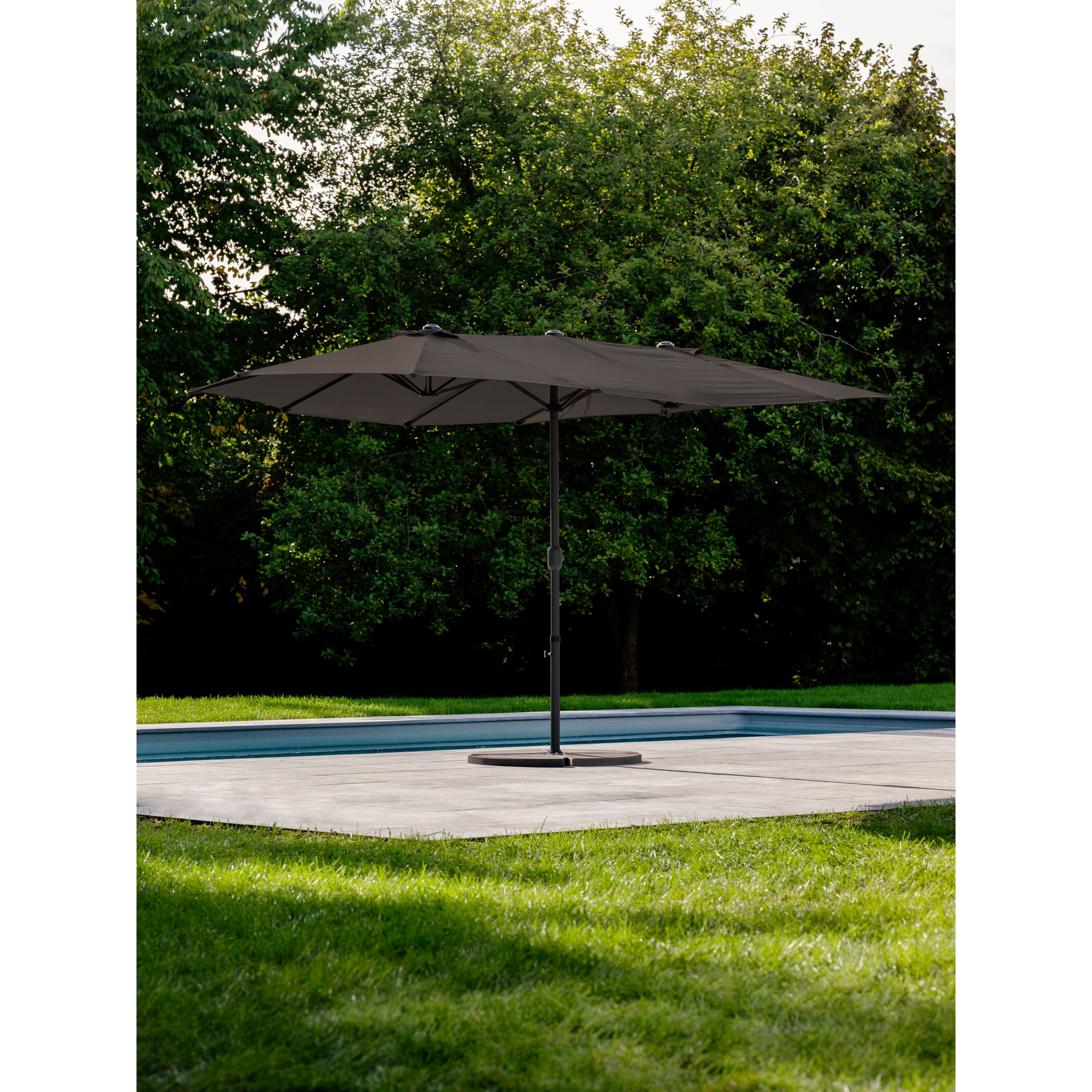 Voir la diapositive 3 : GARDENSTAR Parasol double - Aluminium et polyester - 460x275x255cm - Gris