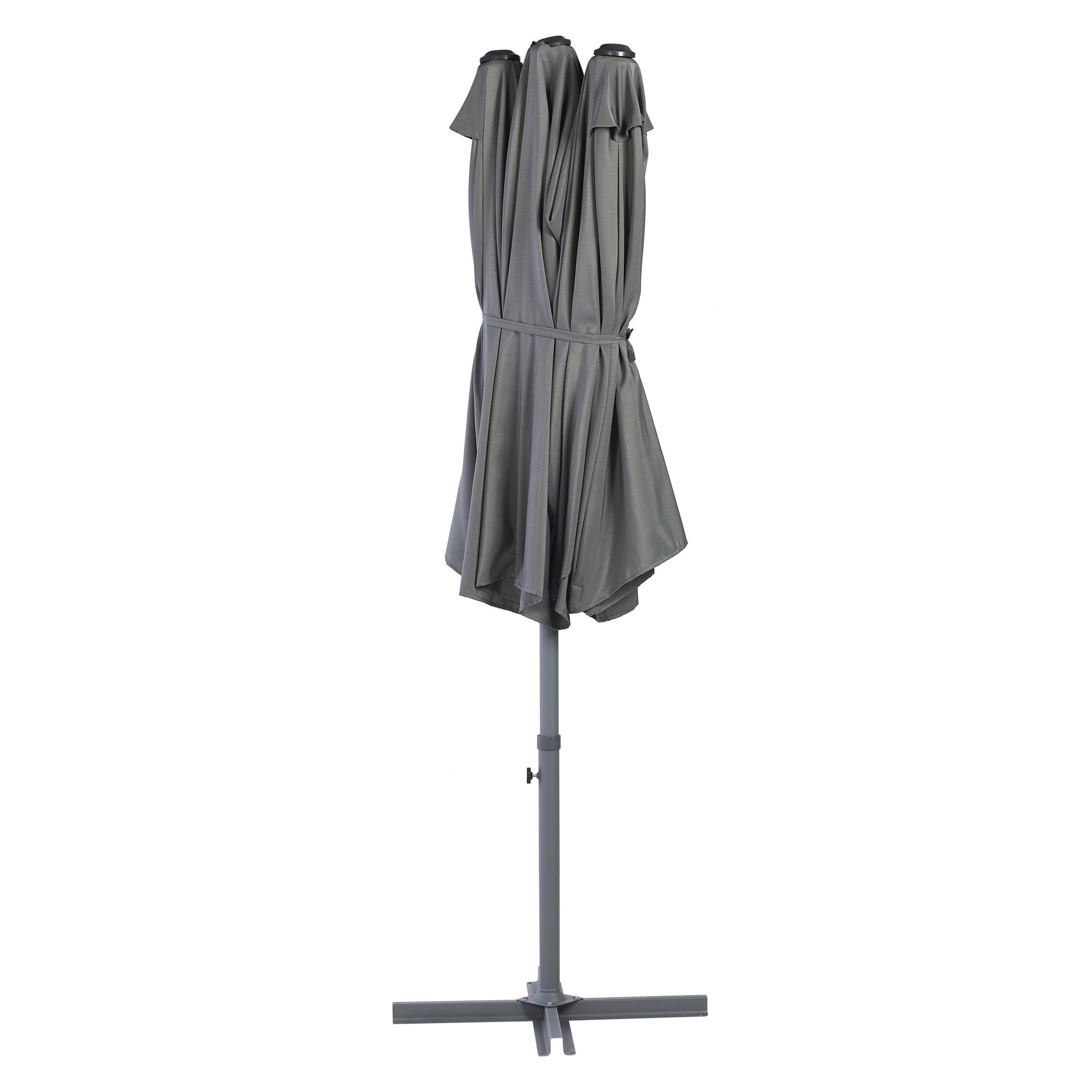 Voir la diapositive 2 : GARDENSTAR Parasol double - Aluminium et polyester - 460x275x255cm - Gris