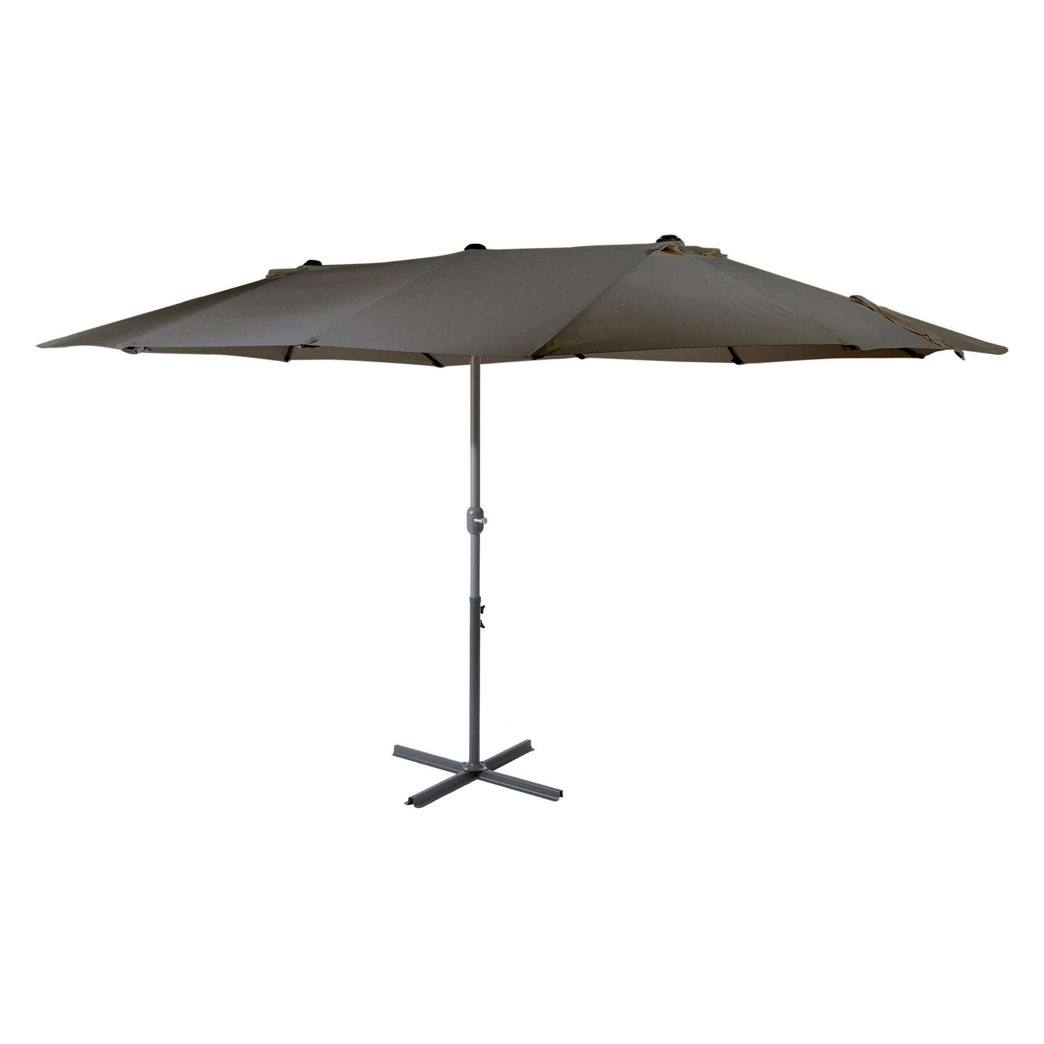 Voir la diapositive 4 : GARDENSTAR Parasol double - Aluminium et polyester - 460x275x255cm - Gris