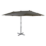 Voir la diapositive 4 : GARDENSTAR Parasol double - Aluminium et polyester - 460x275x255cm - Gris