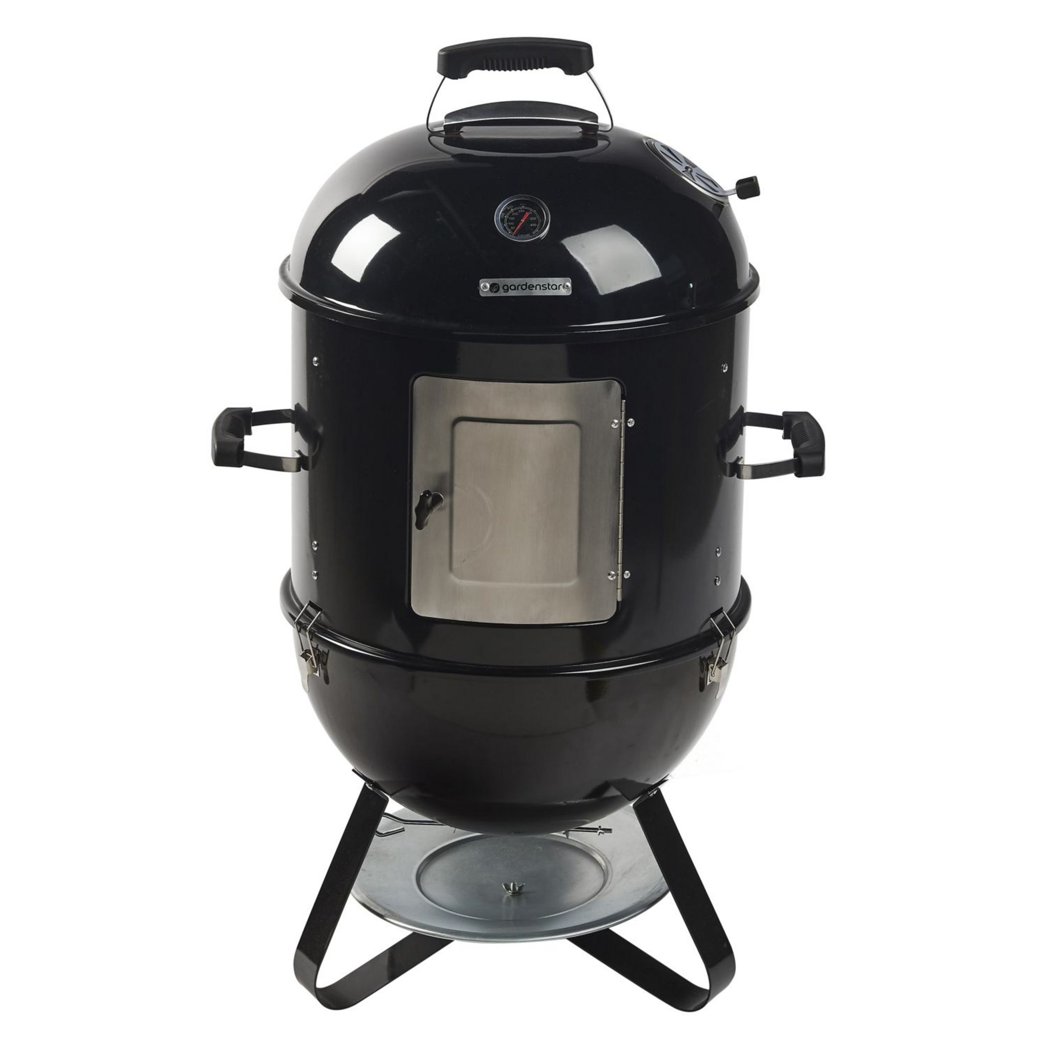 Voir la diapositive 5 : GARDENSTAR Fumoir charbon de bois en acier émaillé - Noir