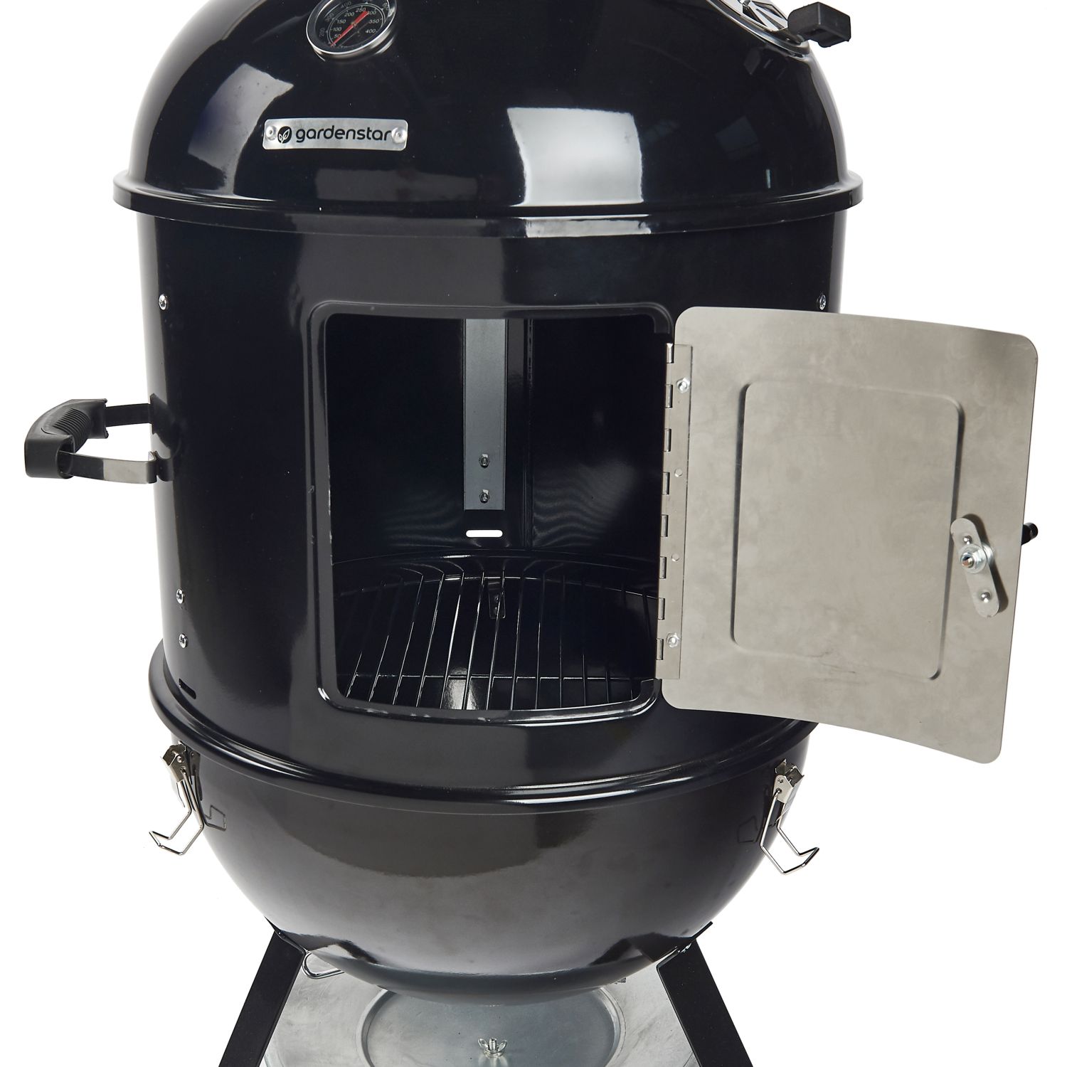 Voir la diapositive 6 : GARDENSTAR Fumoir charbon de bois en acier émaillé - Noir