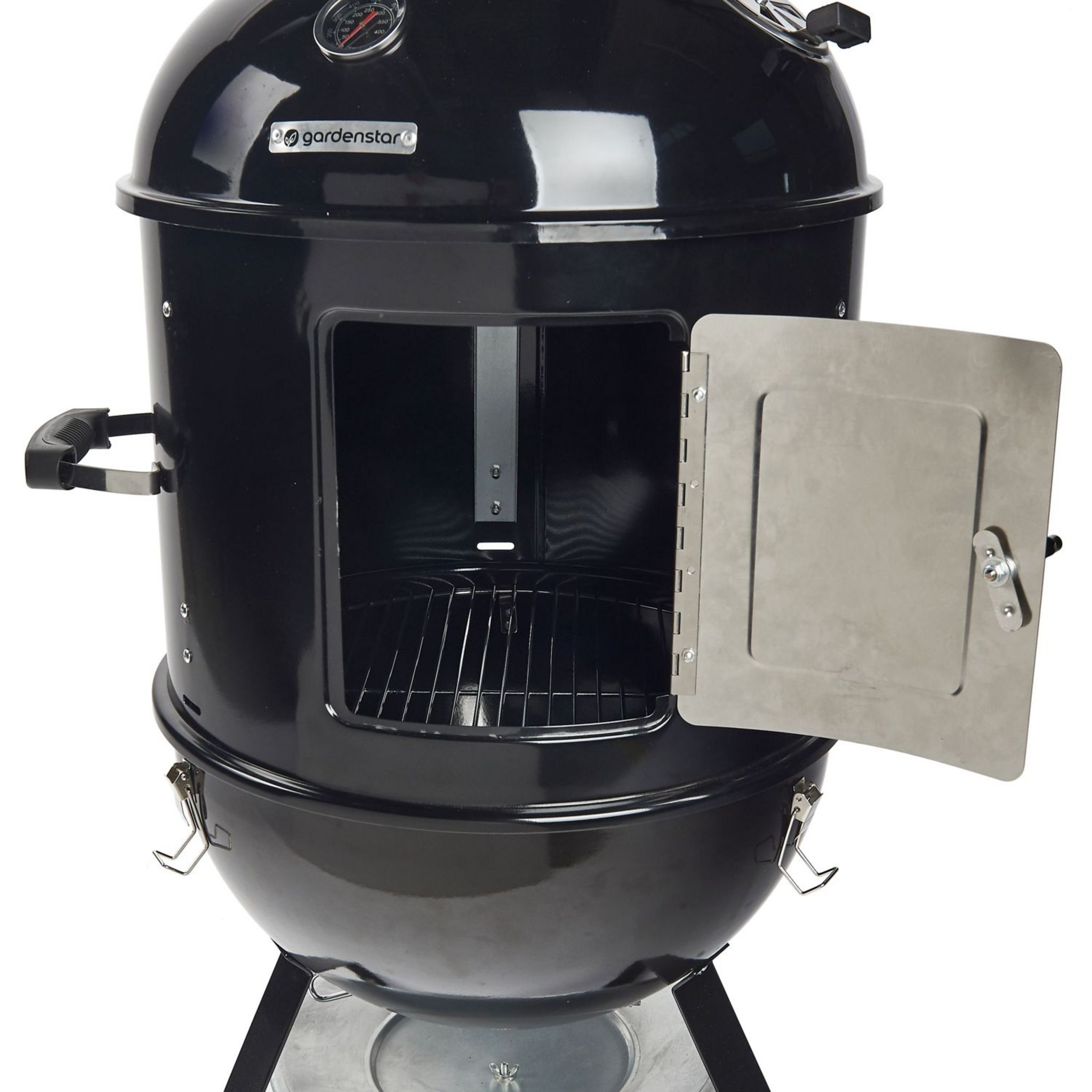 Voir la diapositive 6 : GARDENSTAR Fumoir charbon de bois en acier émaillé - Noir