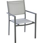 GARDENSTAR Chaise de jardin empilable - Textilène et acier - Gris