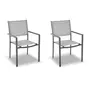 GARDENSTAR Lot de 2 chaises de jardin en acier empilable - Textilène - Gris