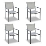 GARDENSTAR Lot de 4 chaises de jardin en acier empilable - Textilène - Gris