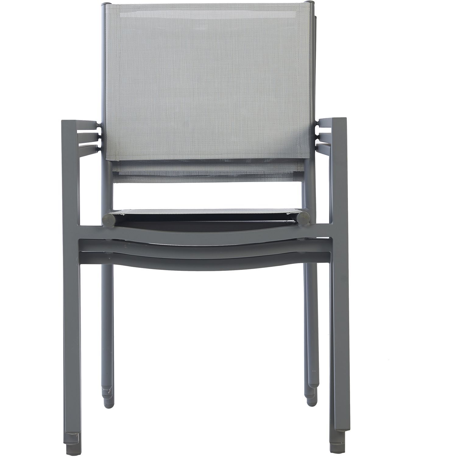 Voir la diapositive 2 : GARDENSTAR Lot de 4 chaises de jardin en acier empilable - Textilène - Gris