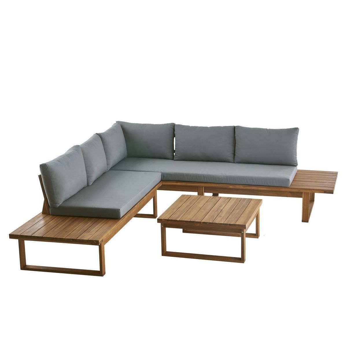 GARDENSTAR Salon de jardin - 5 places - Bois d'acacia - Gris