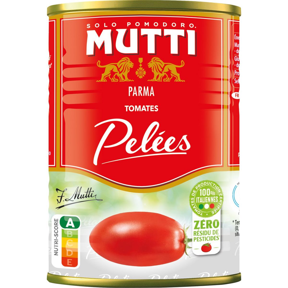 MUTTI Tomates pelées zéro résidu de pesticides 260g