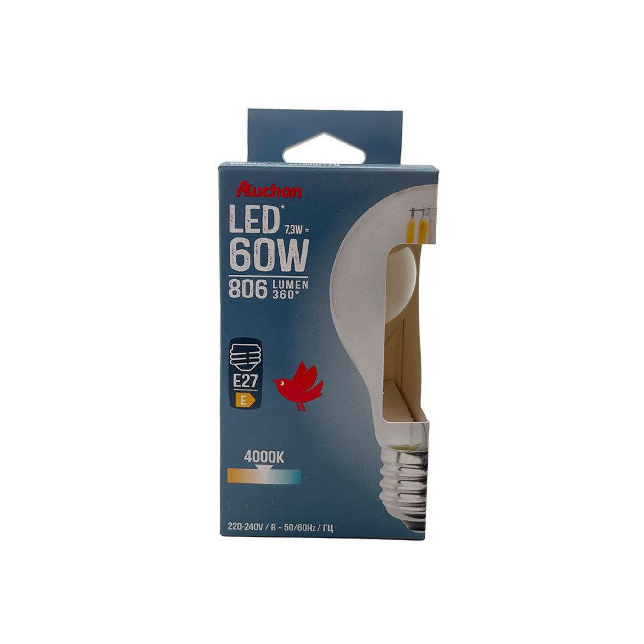AUCHAN Ampoule LED standard E27 60 W Blanc froid pas cher Auchan.fr