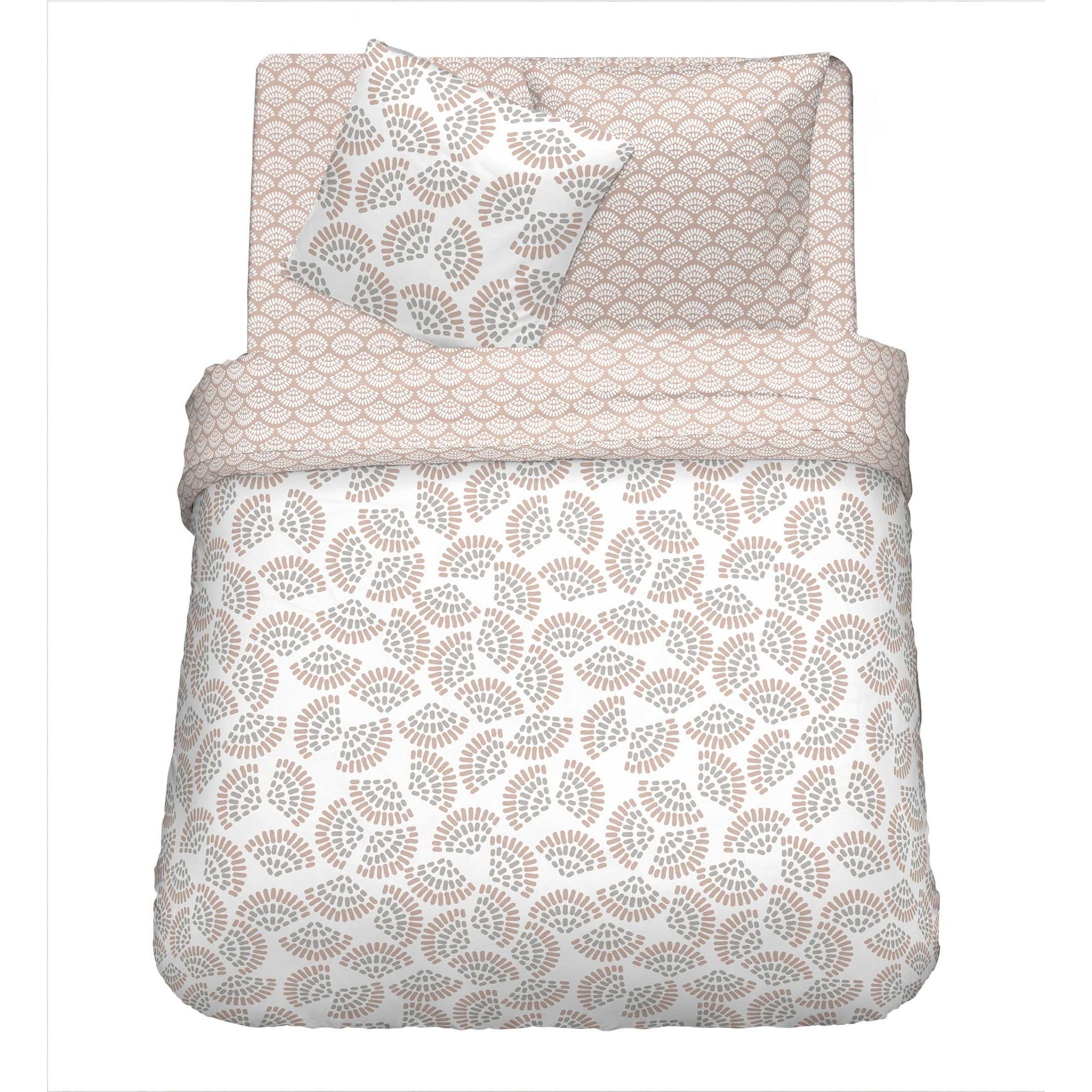 Voir la diapositive 2 : Parure housse de couette en polycoton motif éventail ANNA