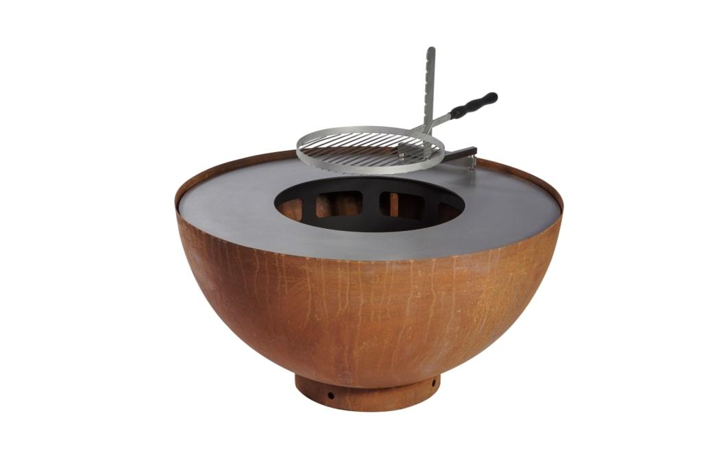 Voir la diapositive 5 : CAMPINGAZ Brasero boule avec grille et plancha - métal oxydé - 100x100x50 cm
