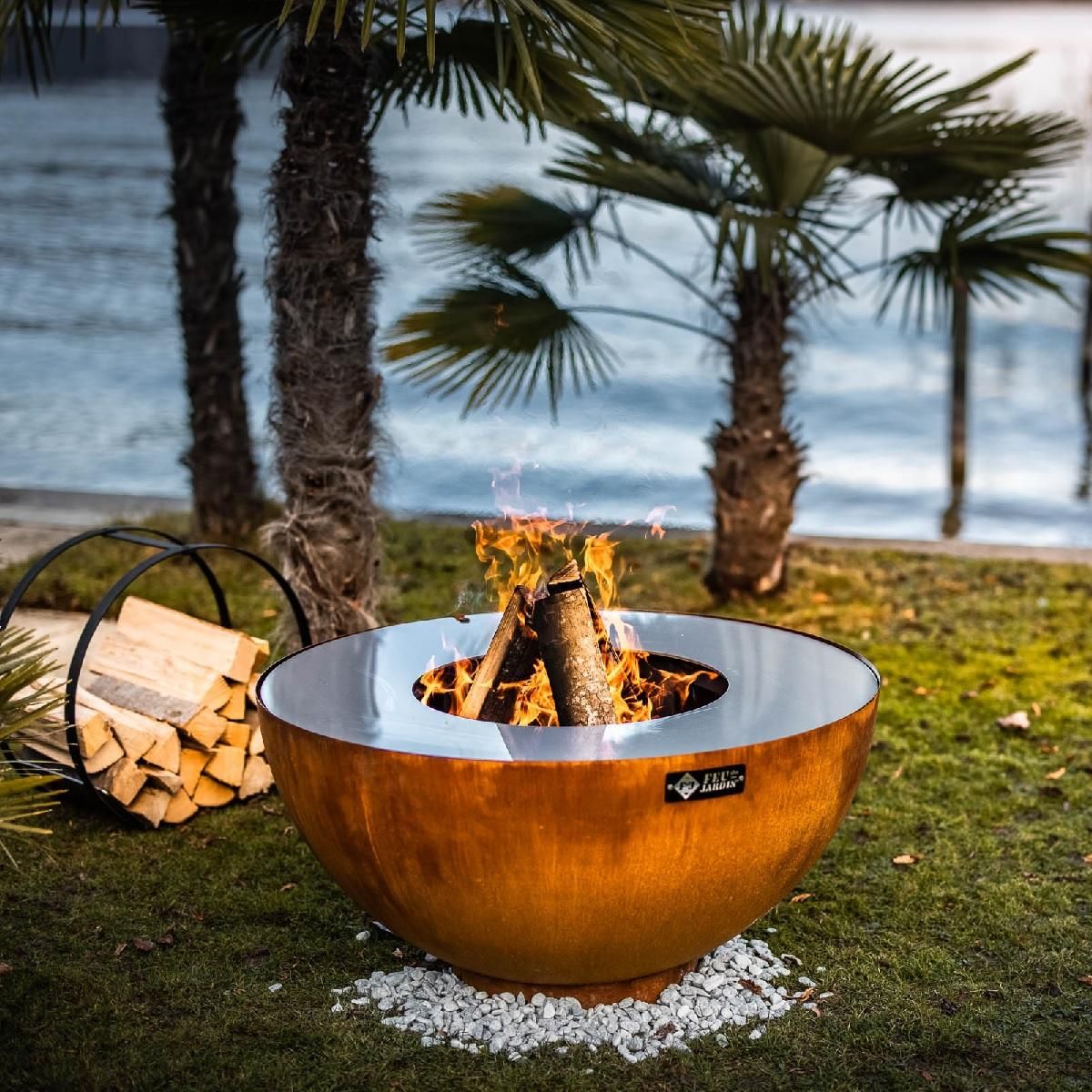 CAMPINGAZ Brasero boule avec grille et plancha - métal oxydé - 100x100x50 cm