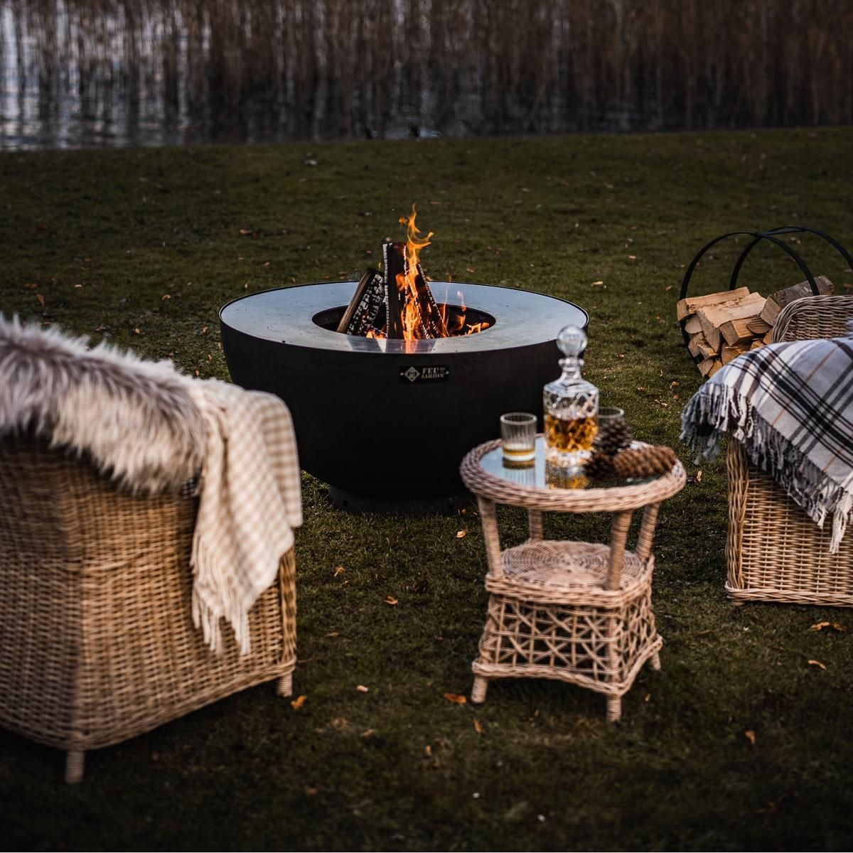 FEU DU JARDIN Brasero boule avec grille et plancha - Noir - 100x100x50 cm