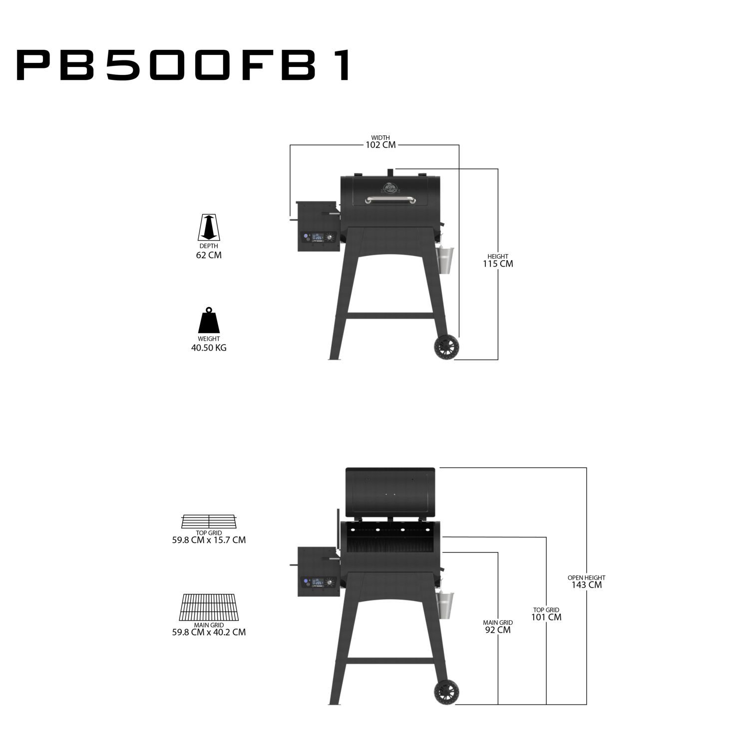 Voir la diapositive 3 : PIT BOSS Barbecue à pellets FB500 PIT BOSS +1 sac pellet + housse - Noir