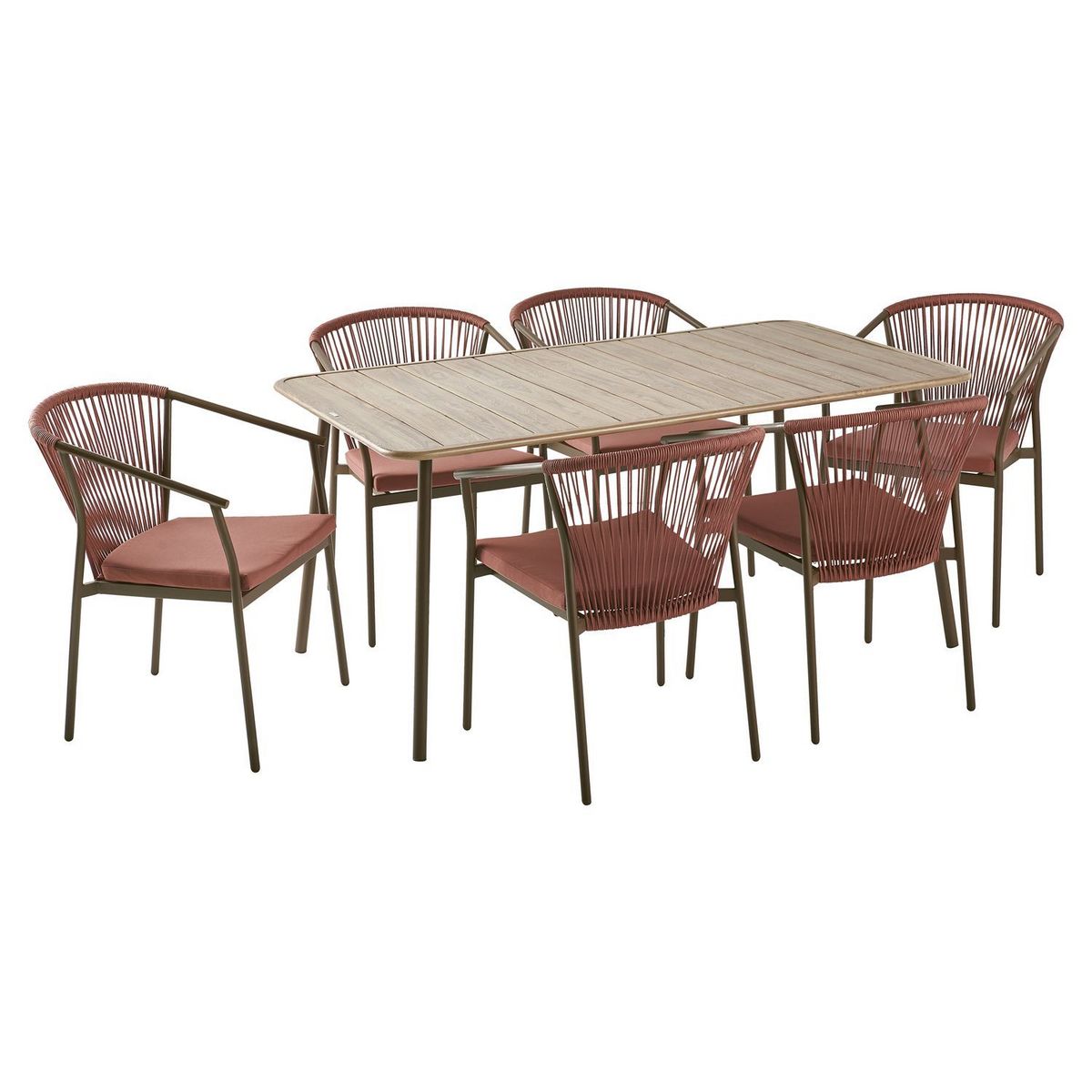 GARDENSTAR Table de jardin rectangulaire - Acier - Imitation bois