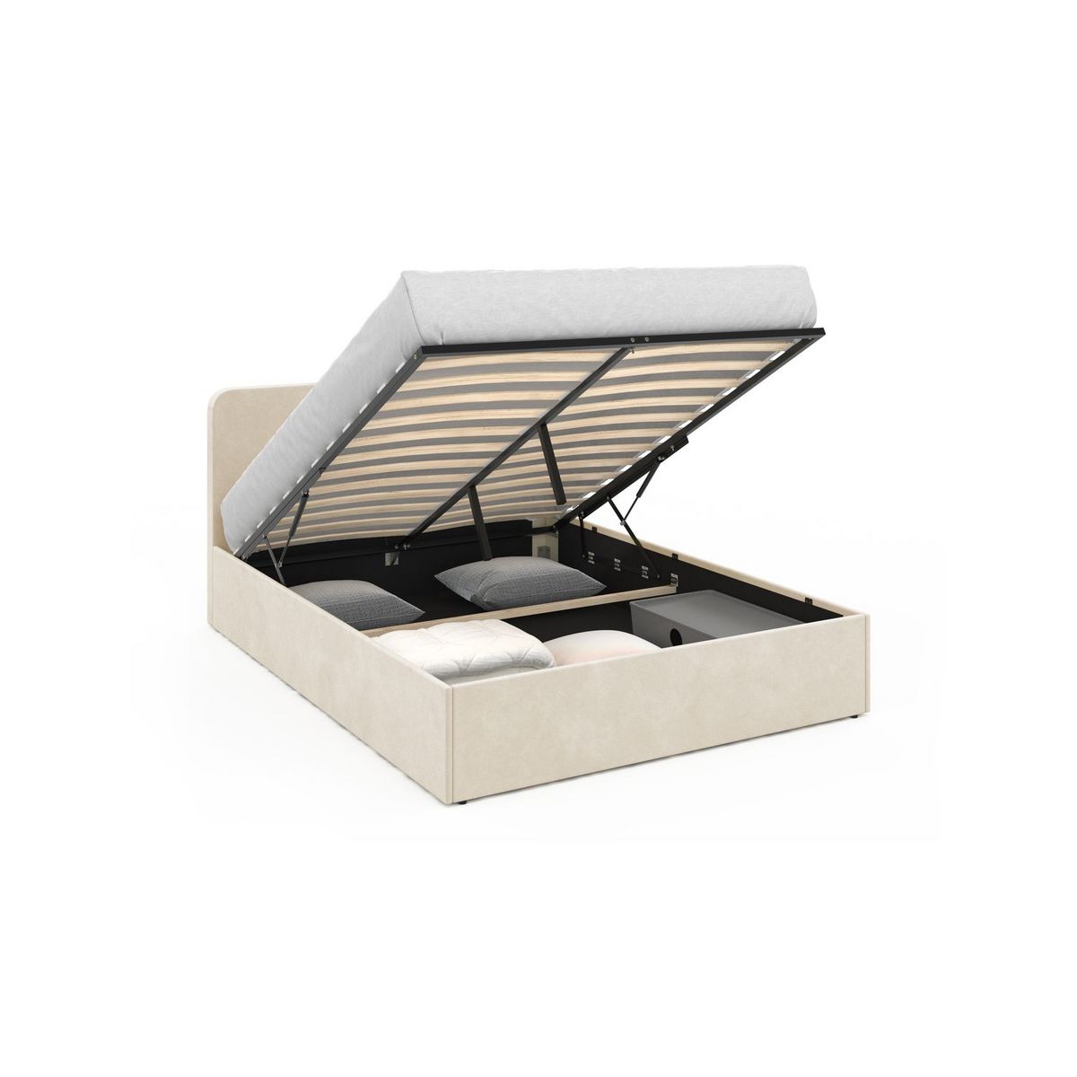 Lit coffre velours avec sommier relevable 160x200 cm AMBRE