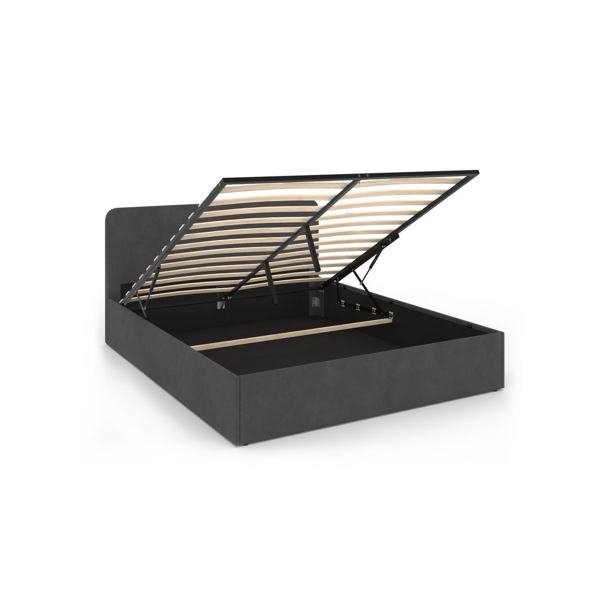 Lit coffre velours avec sommier relevable 160x200 cm AMBRE