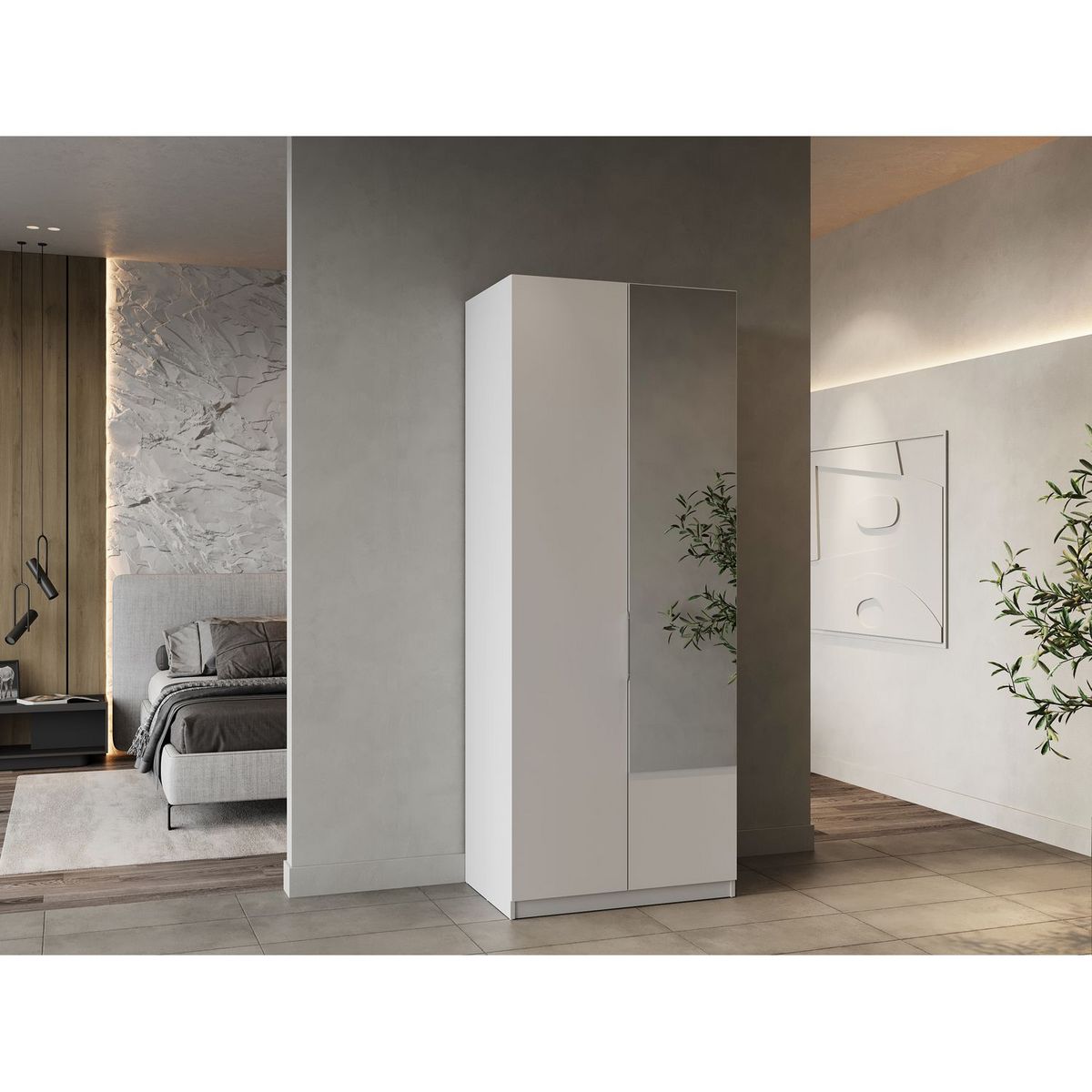 Armoire 2 portes 1 miroir L79 cm THIBAULT / GHOST